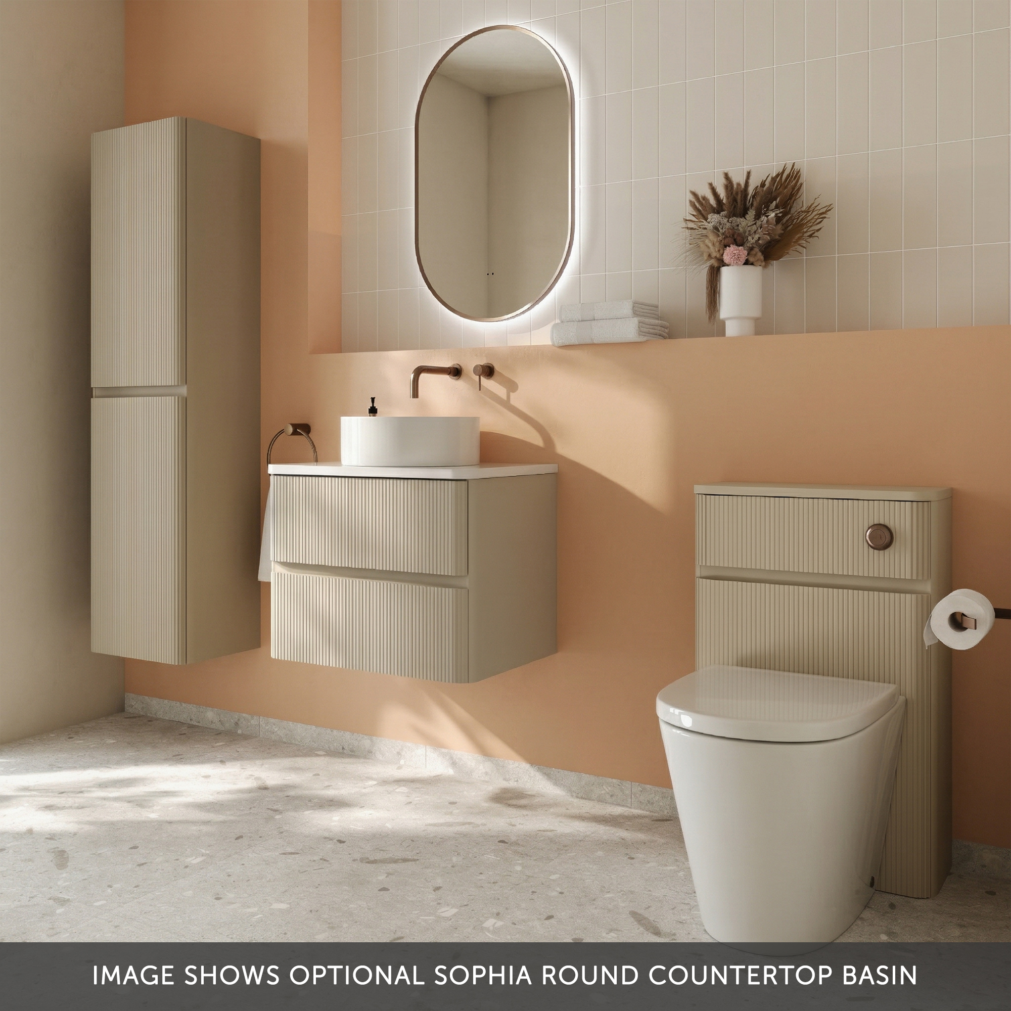 Drench Origin 600mm Fluted Wall Mounted Vanity Unit & Countertop