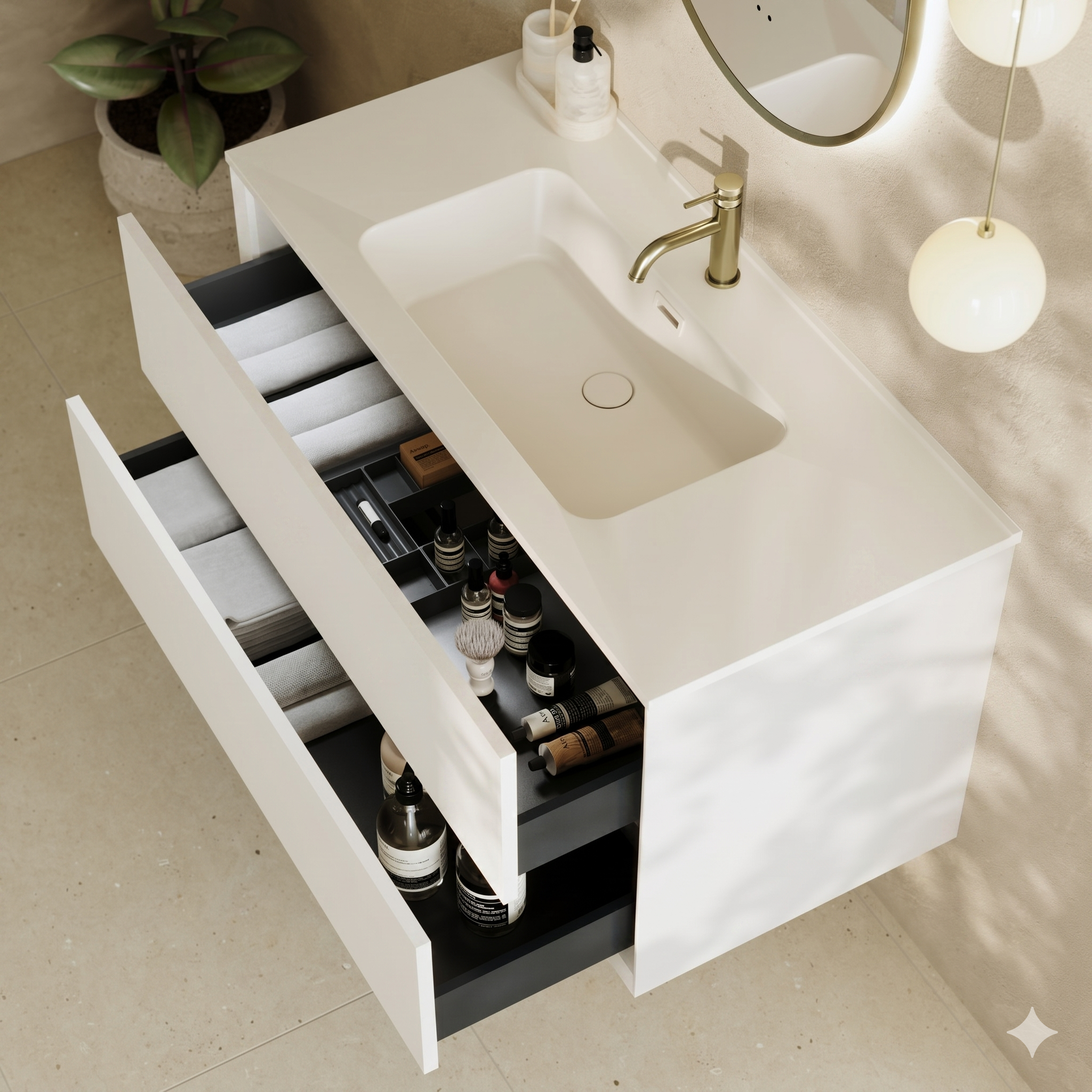 Oslo 1000mm Wall Mounted Vanity Unit & Matt White Basin