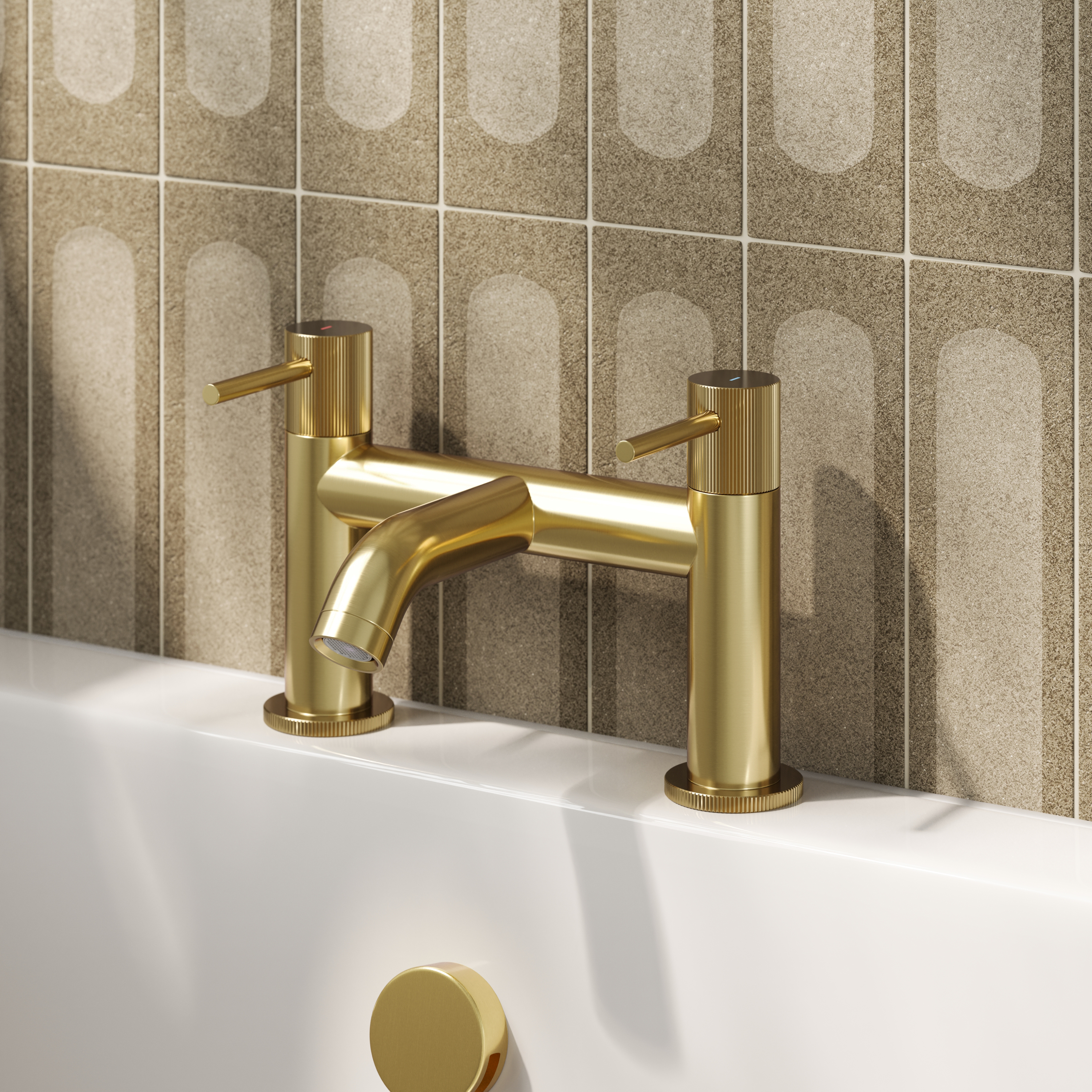Harbour Fluted Deck Mounted Bath Mixer Tap