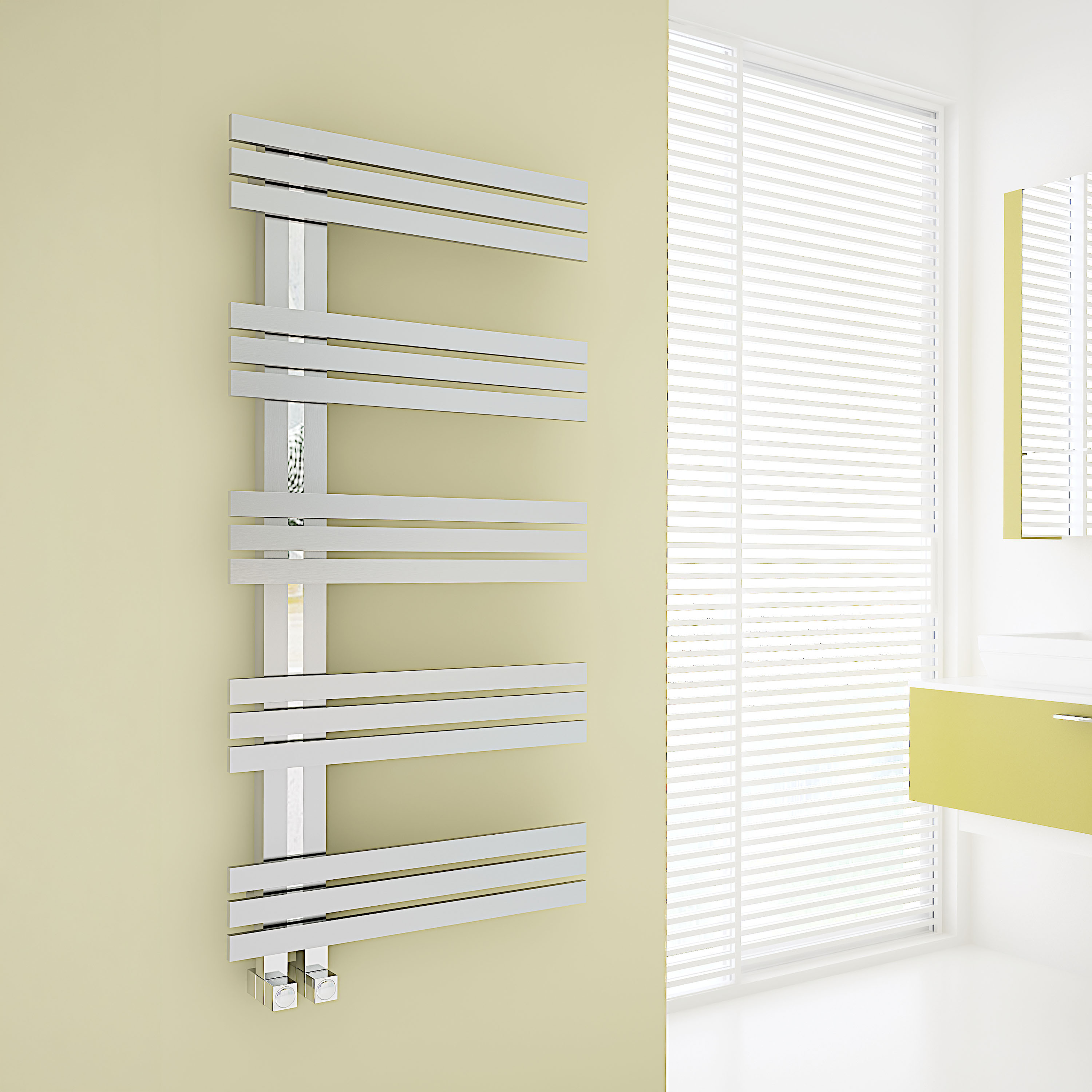 Carisa Alias Offset Stainless Steel Designer Heated Towel Rail - 1000 x 500mm