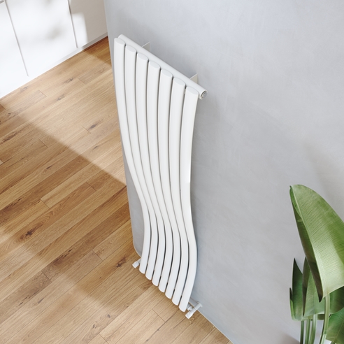 Dual Plumes Radiator Toasty Plume White Vertical Wave Radiator - 1800 x 415mm | Tap Warehouse