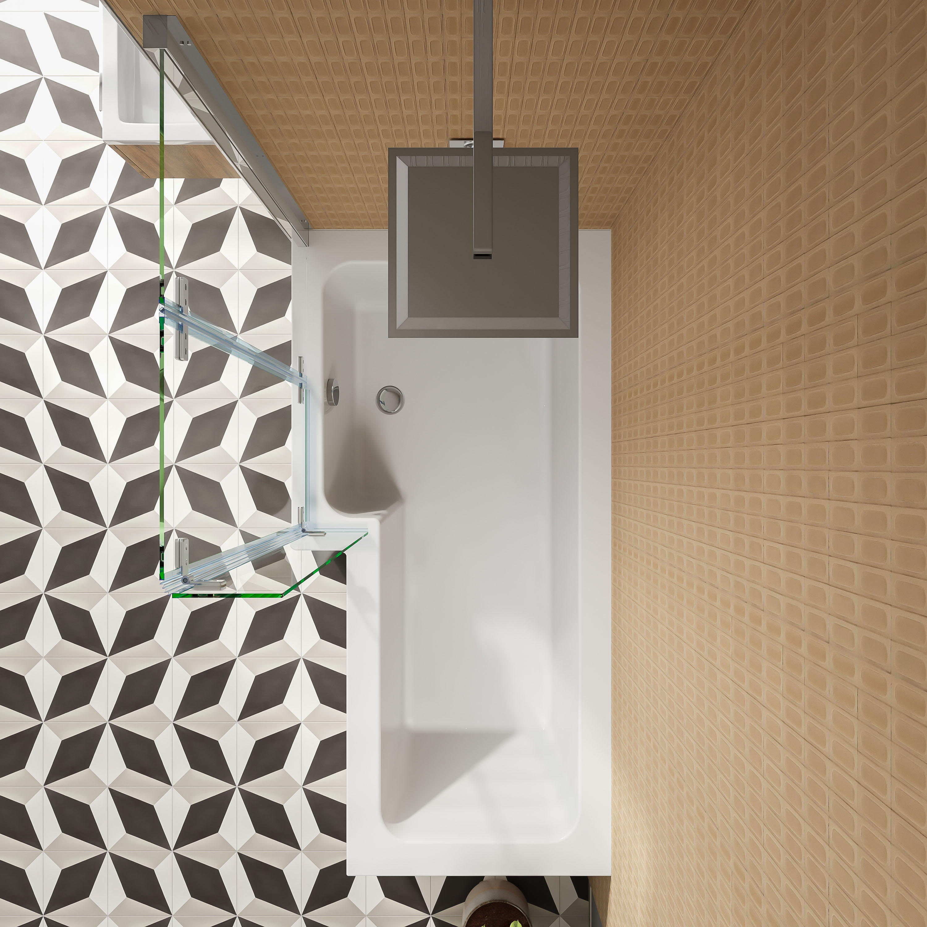 Armourcast Reinforced L Shape Single Ended Bath with Panel & Shower Screen - 1700 x 700