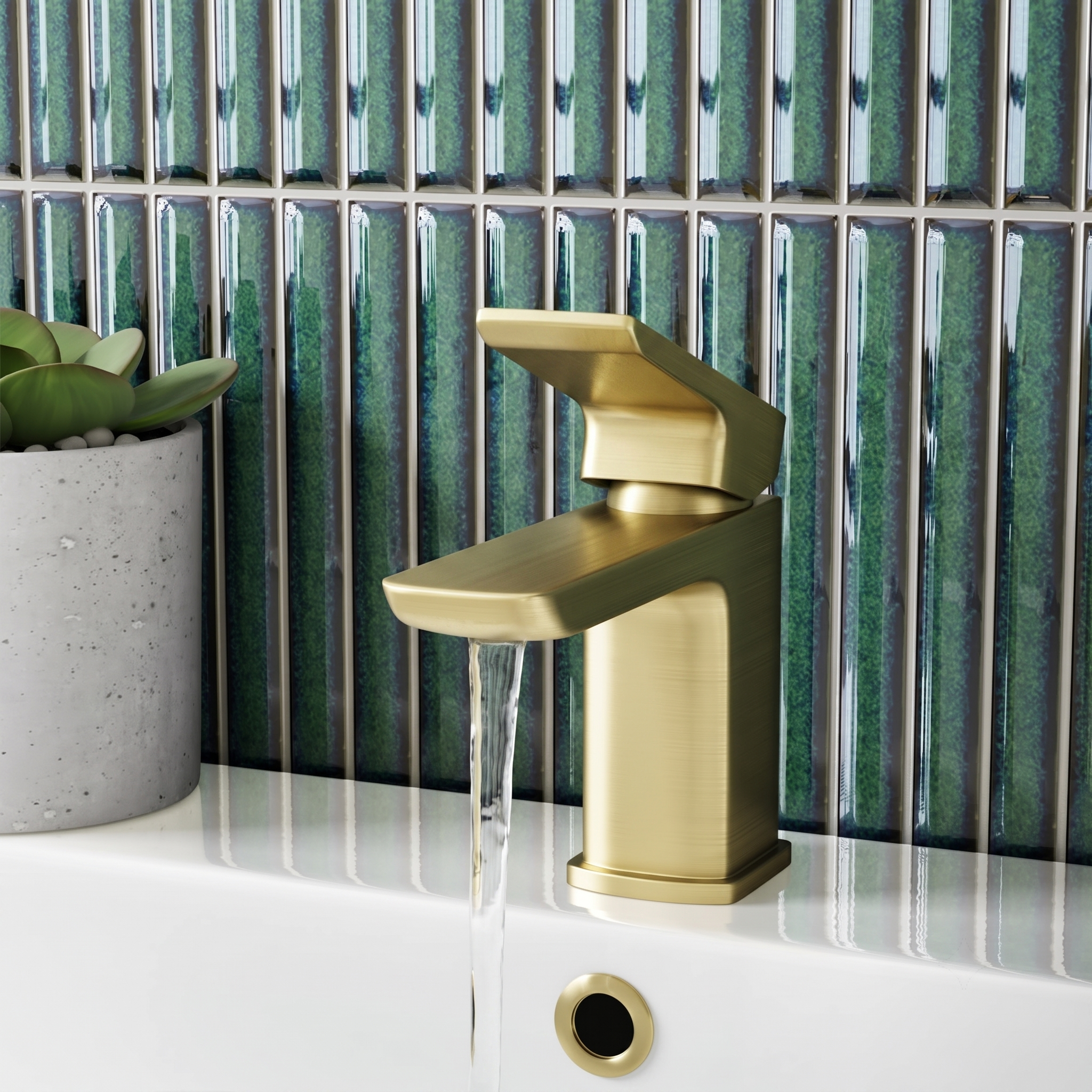 Harbour Status Mini Basin Mixer Tap & Waste - Brushed Brass