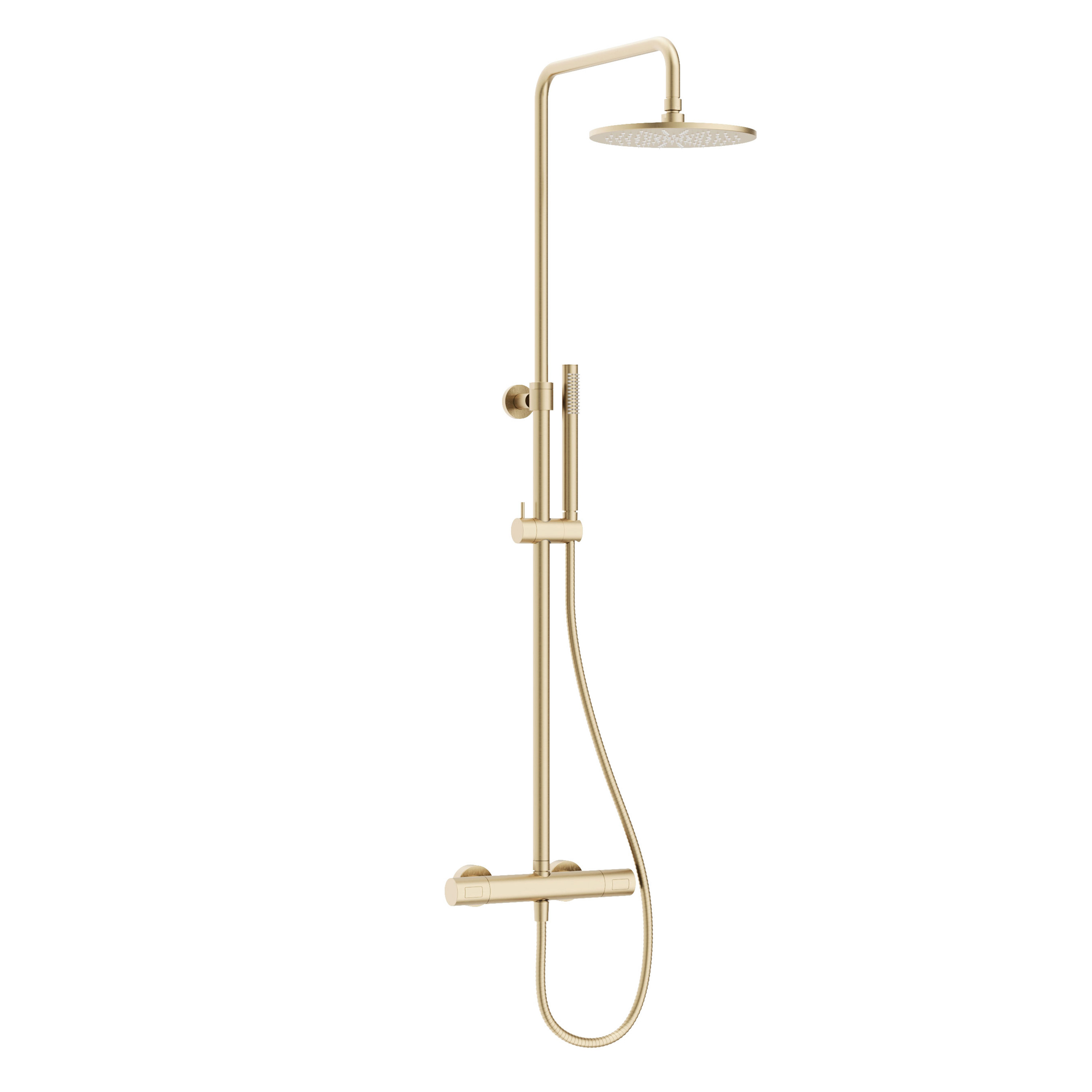 Crosswater Central Thermostatic Exposed Shower Kit With Height Adjustable Rigid Riser - Brushed Brass