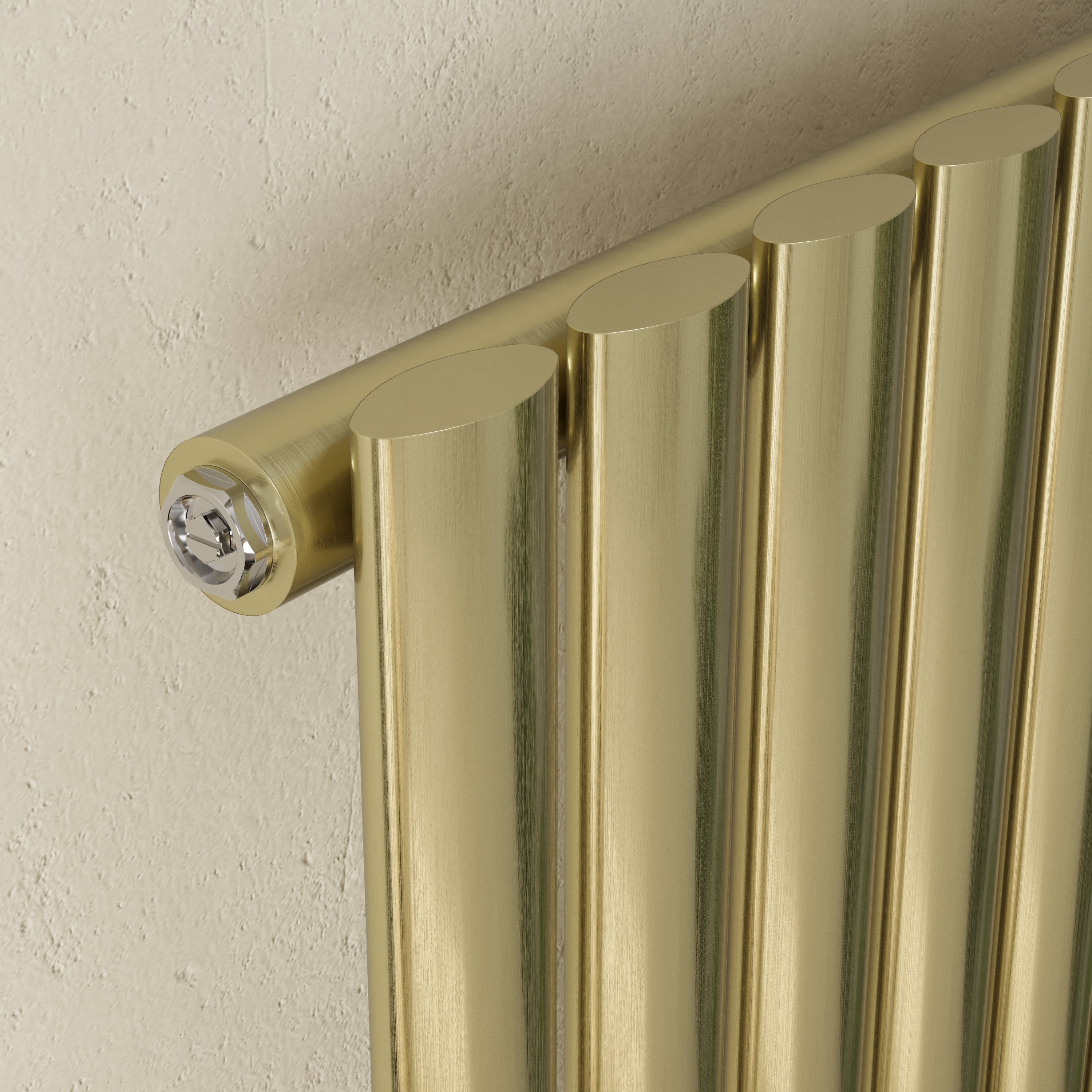 Toasty Ember Brushed Brass Single Oval Panel Vertical Radiator