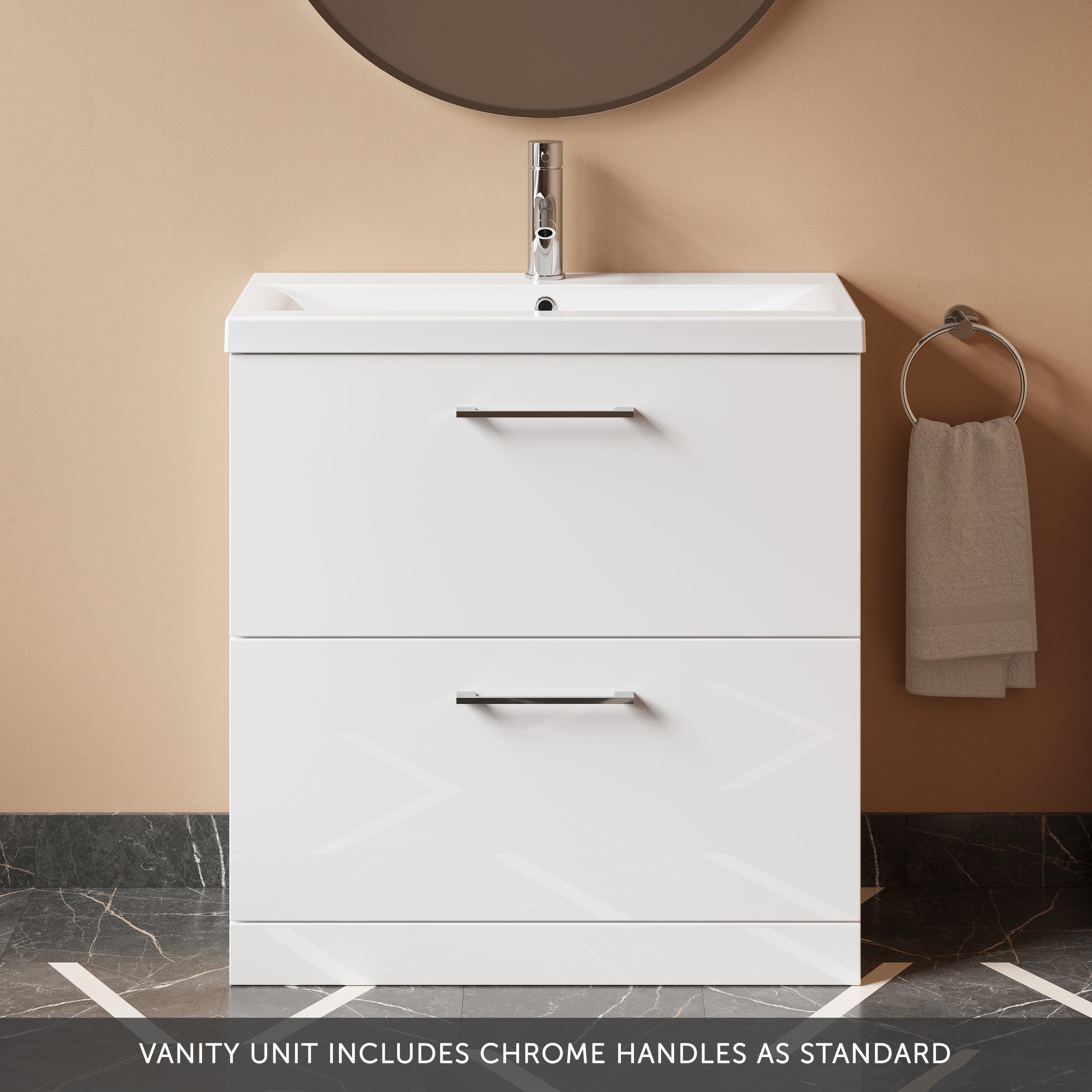 Erin 800mm Floorstanding 2 Drawer Vanity Unit & Basin