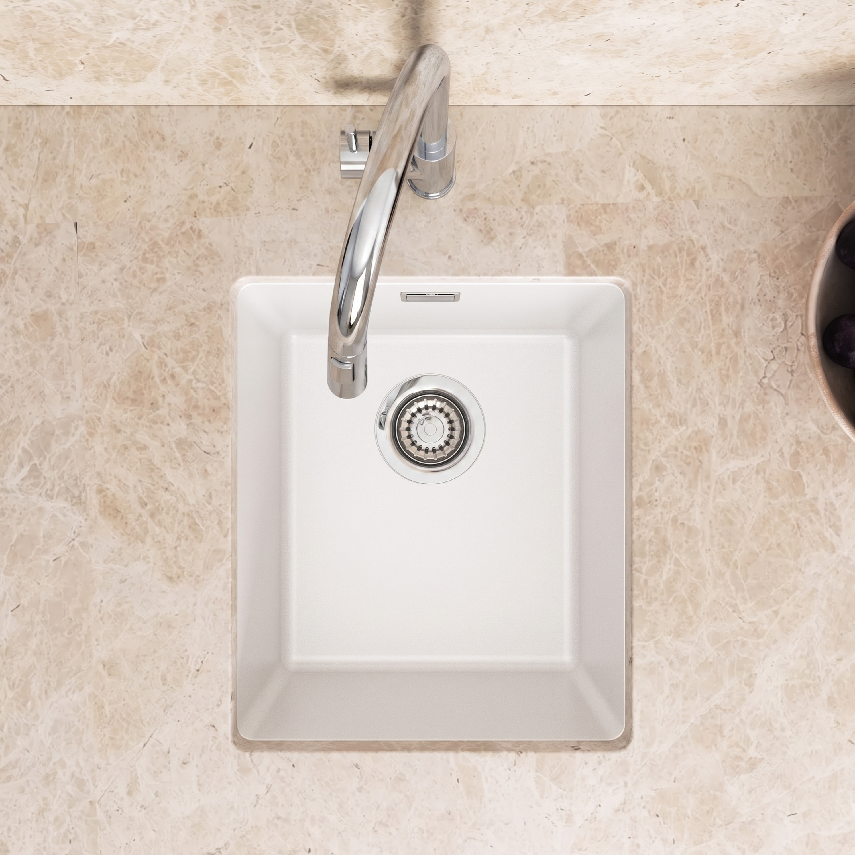 Vellamo Terra Compact 1 Bowl Granite Composite Inset or Undermount Kitchen Sink & Waste - 370 x 460mm