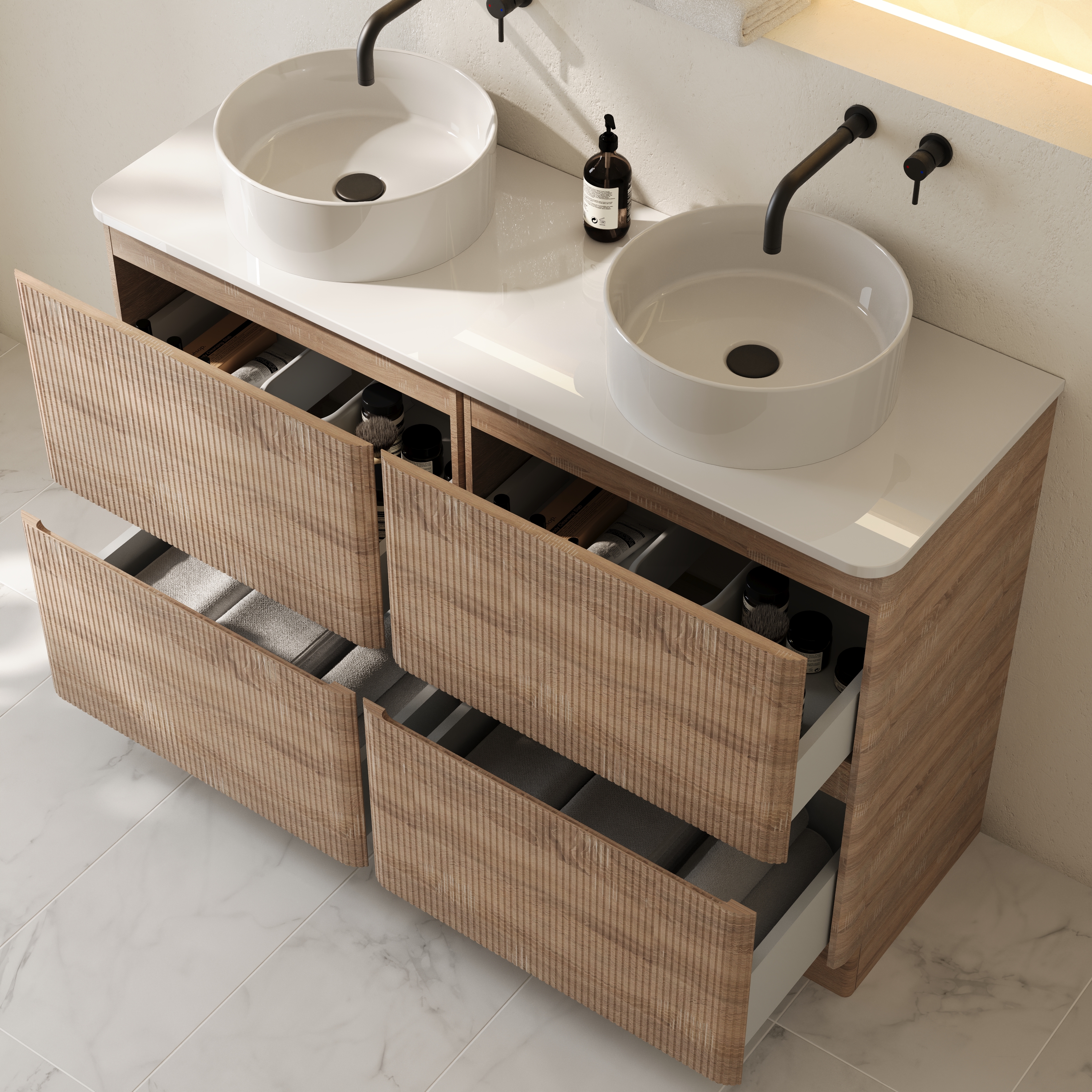 Drench Origin 1200mm Fluted Floorstanding Vanity Unit & Countertop