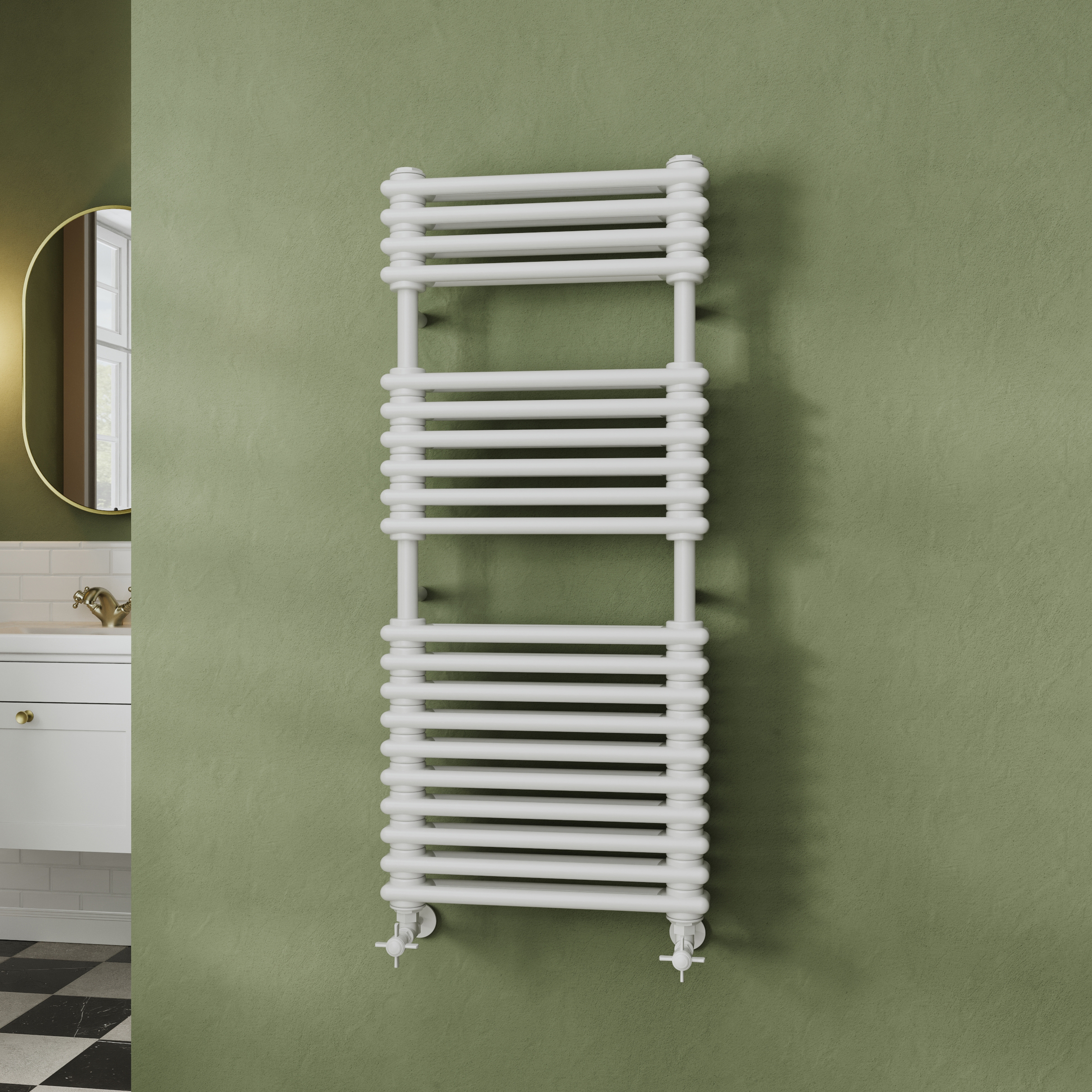 Toasty Montford White Traditional Column Heated Towel Rail