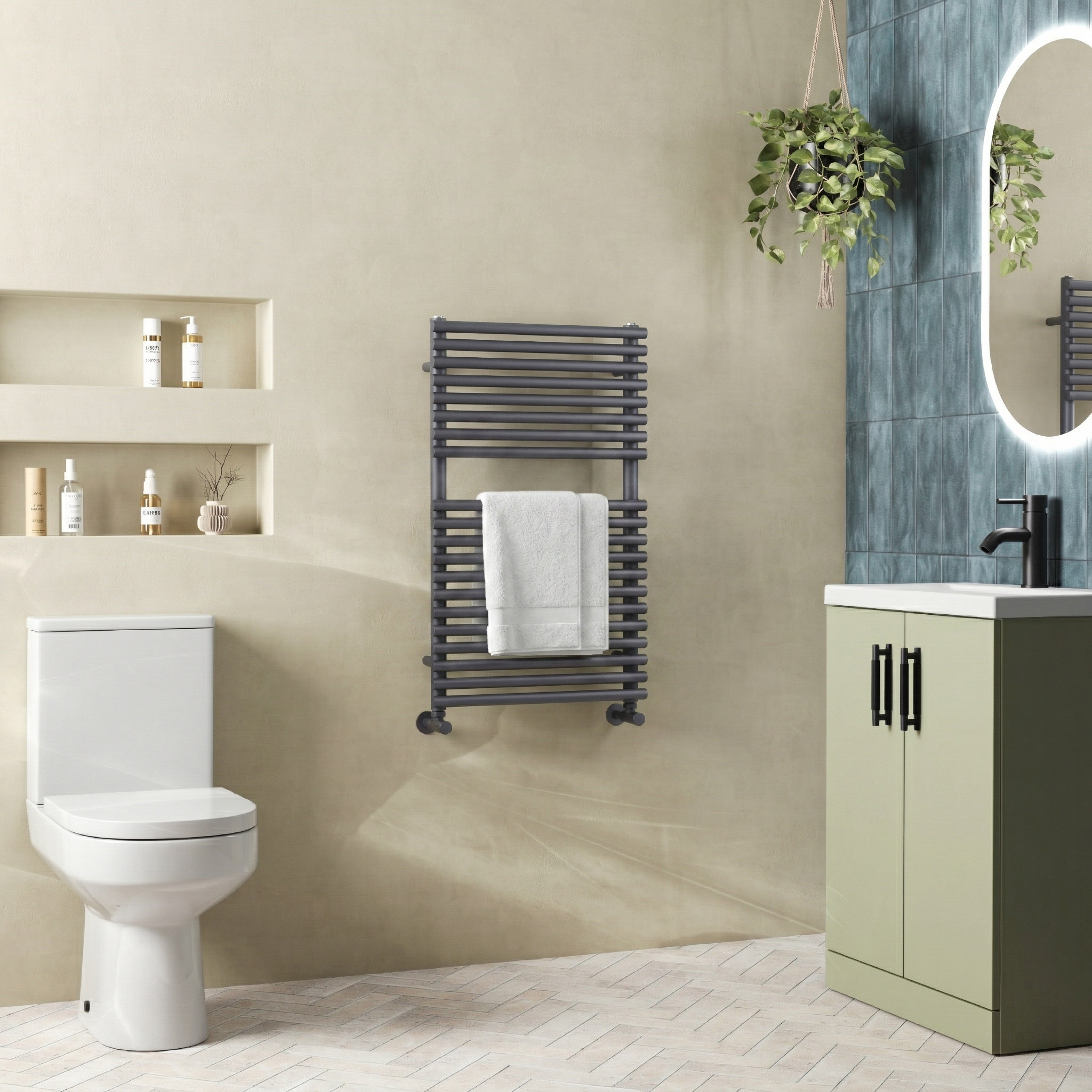 Toasty Halo Anthracite Bar on Bar Heated Towel Rail