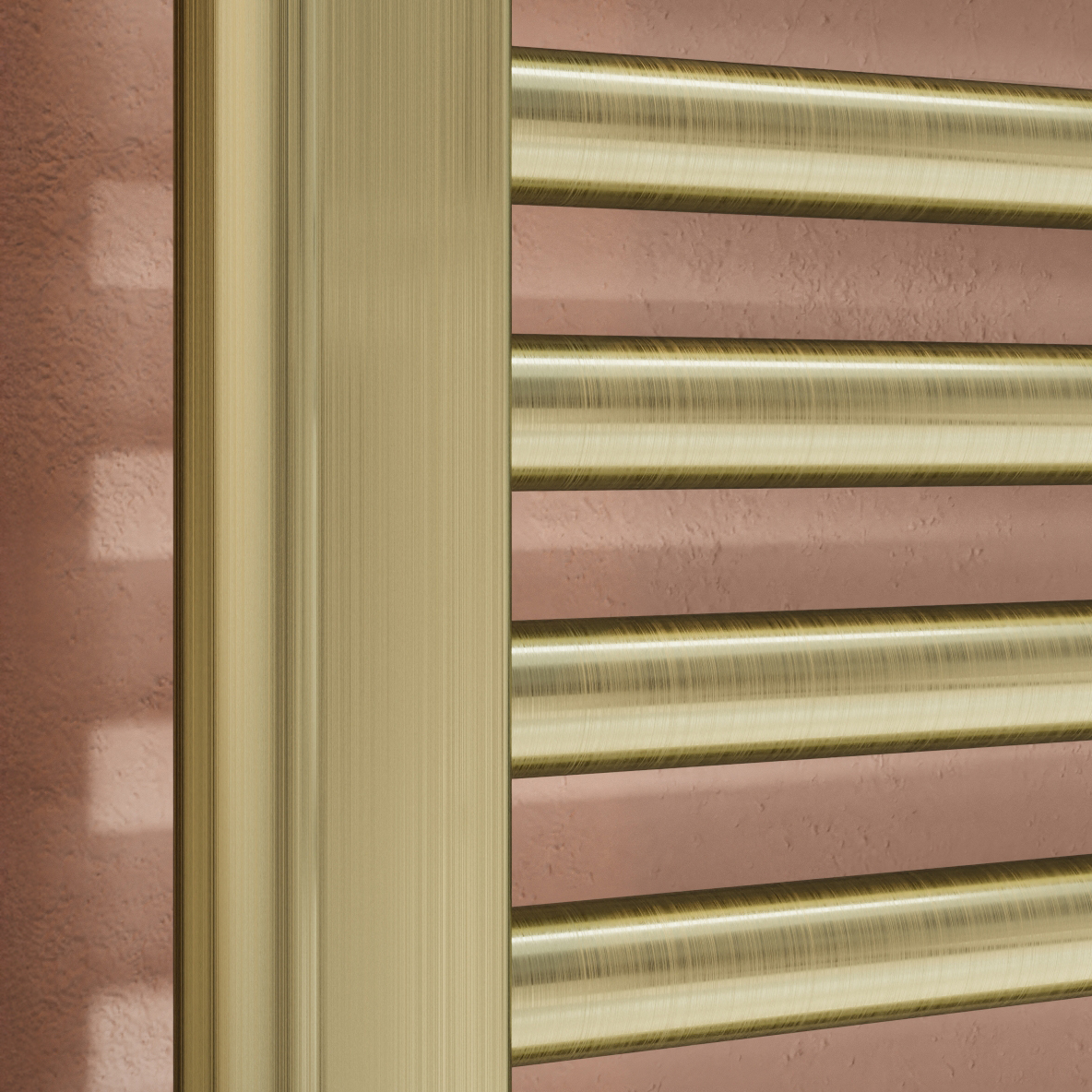 Toasty Glow Brushed Brass 22mm Heated Ladder Towel Rail