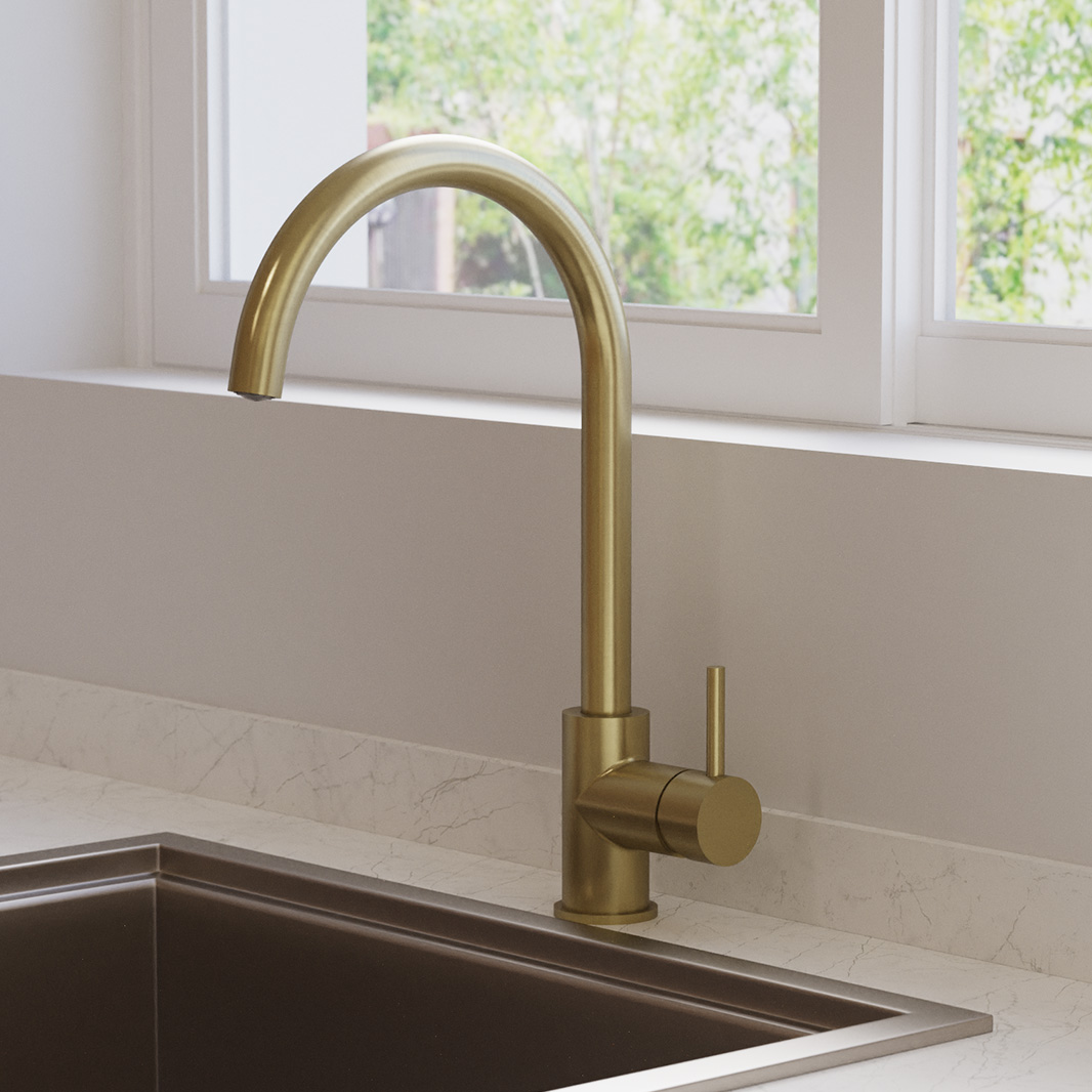 Crosswater MPRO Single Lever Mono Kitchen Mixer Tap - Brushed Brass