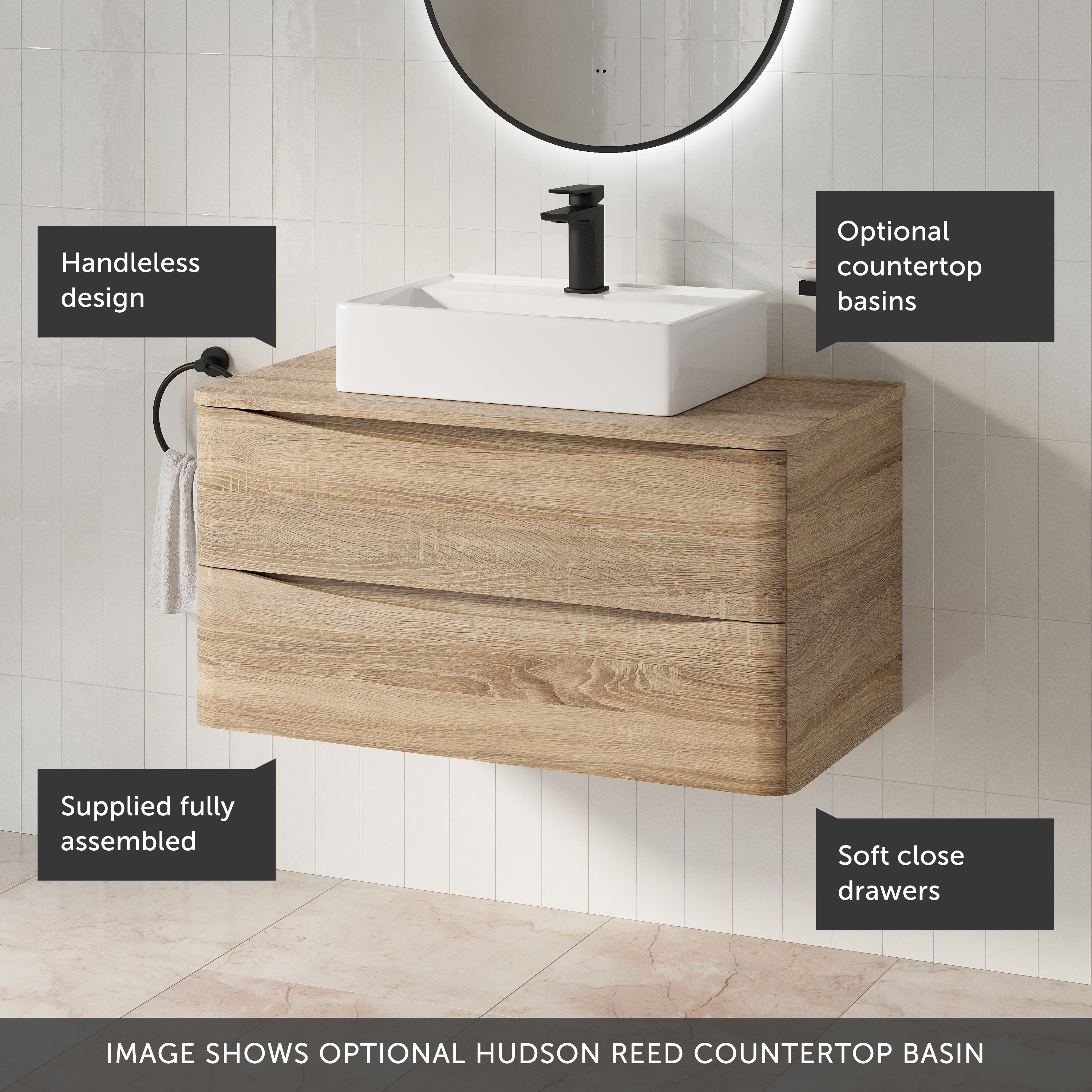 Harbour Origin 900mm Wall Mounted Vanity Unit & Countertop