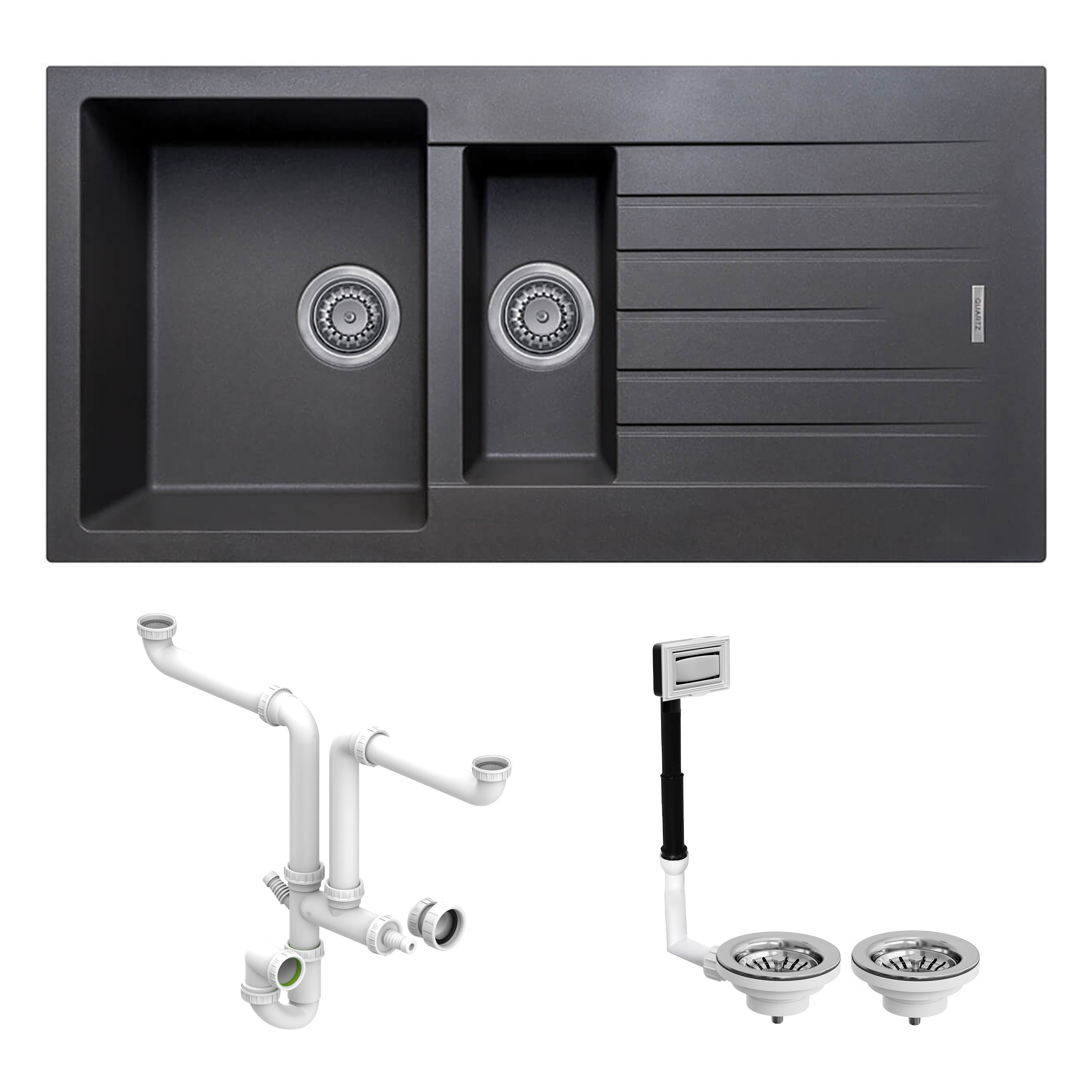 Vellamo Horizon 1.5 Bowl Granite Composite Kitchen Sink & Waste - 1000 x 500mm