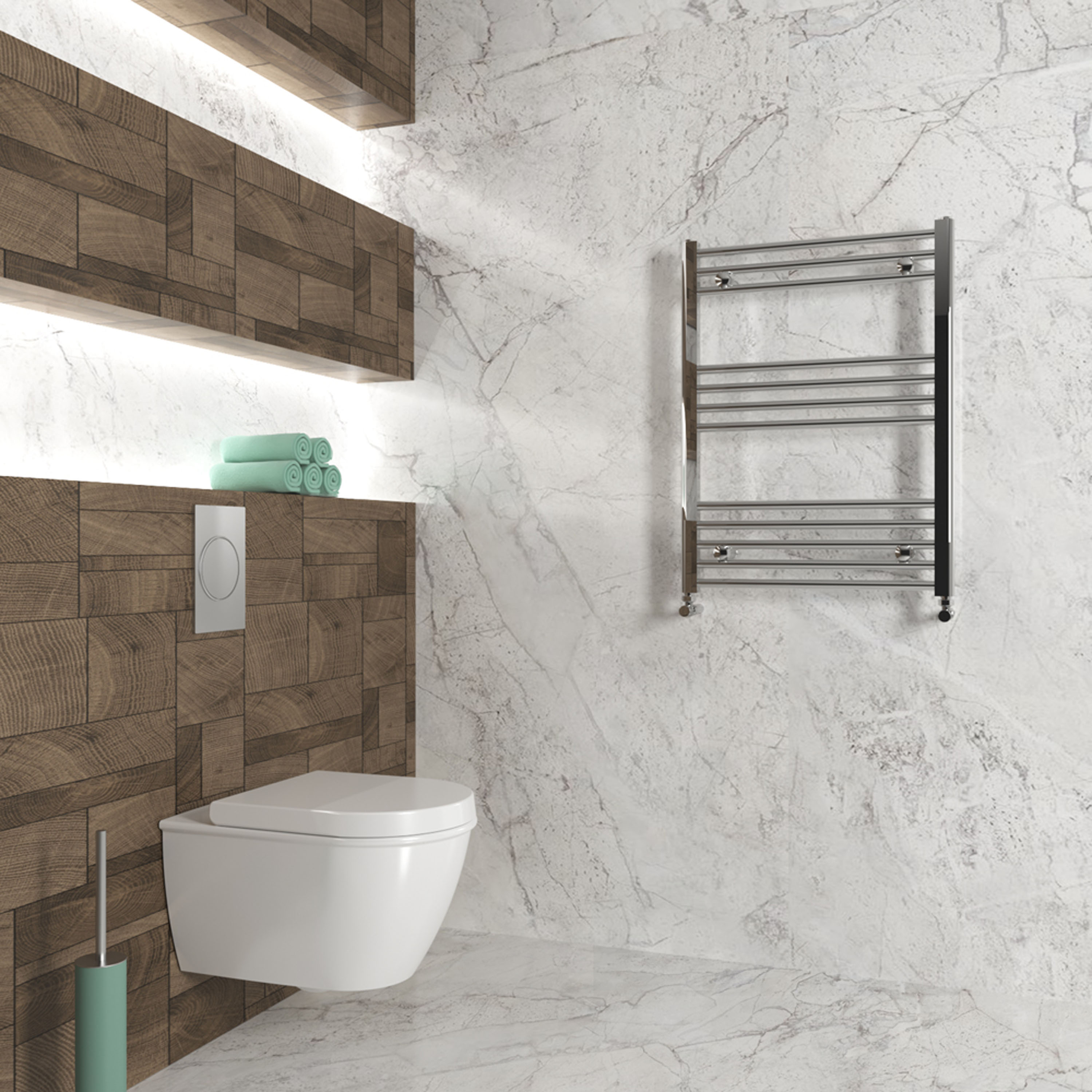 Carisa Nile Flat Vertical Steel Ladder Heated Towel Rail