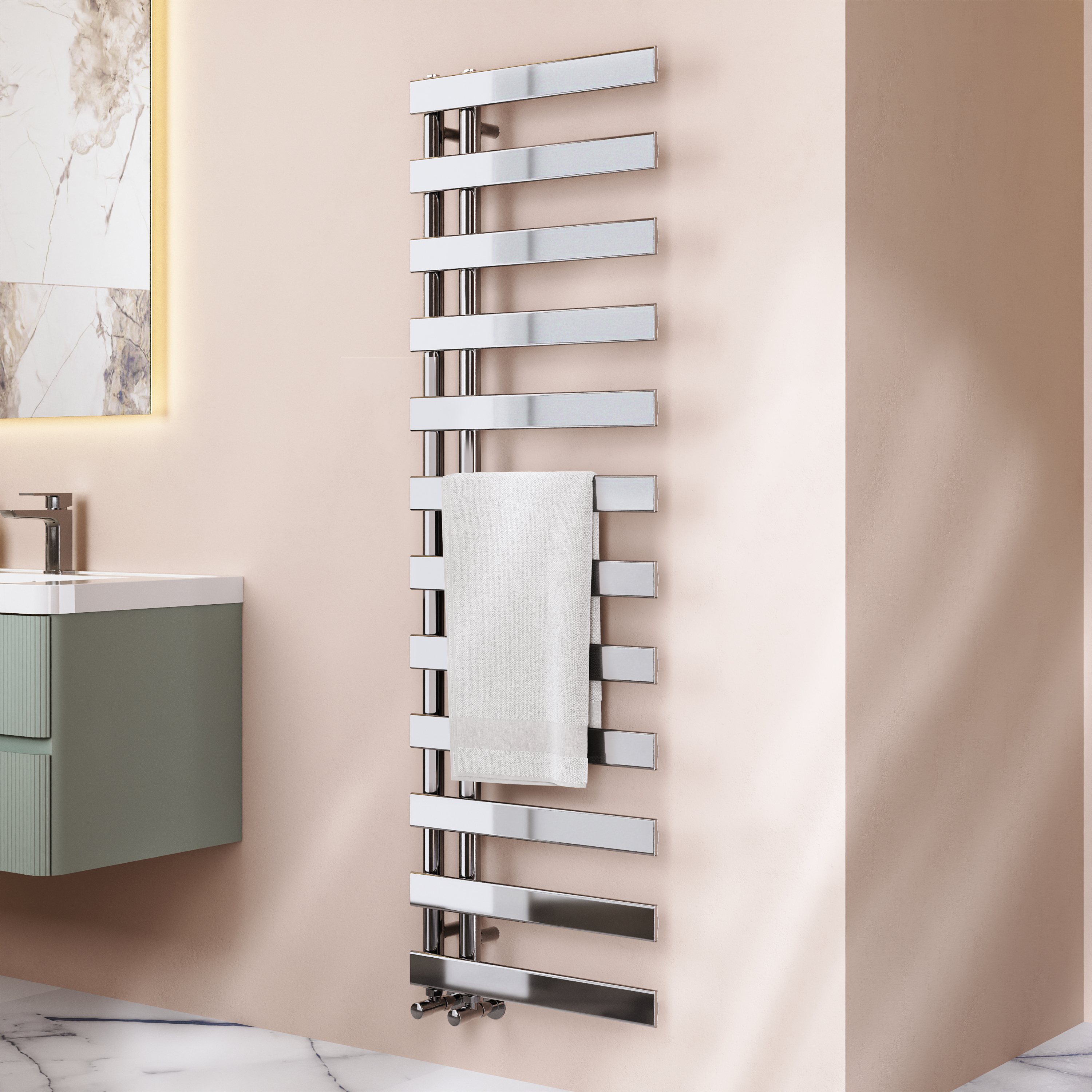 Toasty Retreat Chrome Offset Heated Towel Rail