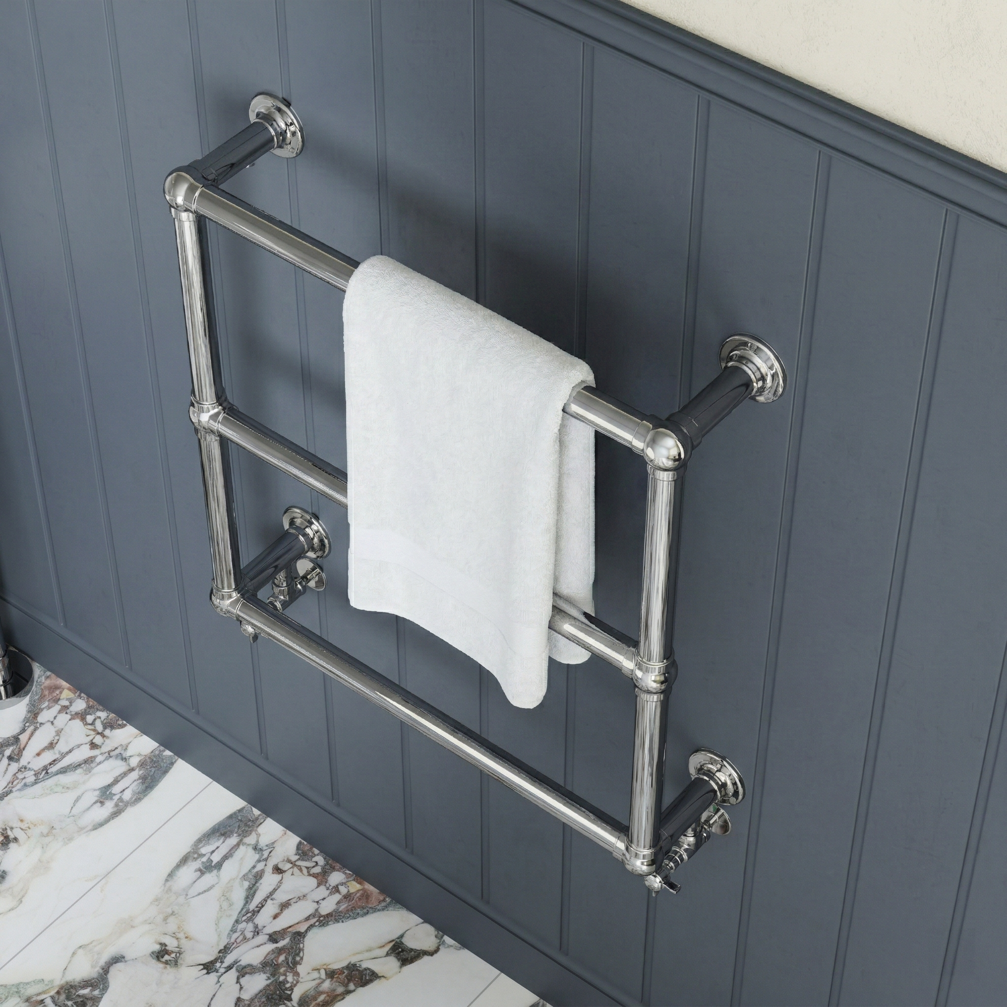 Toasty Merrin Chrome Wall Hung Traditional Heated Towel Rail - 660 x 660mm