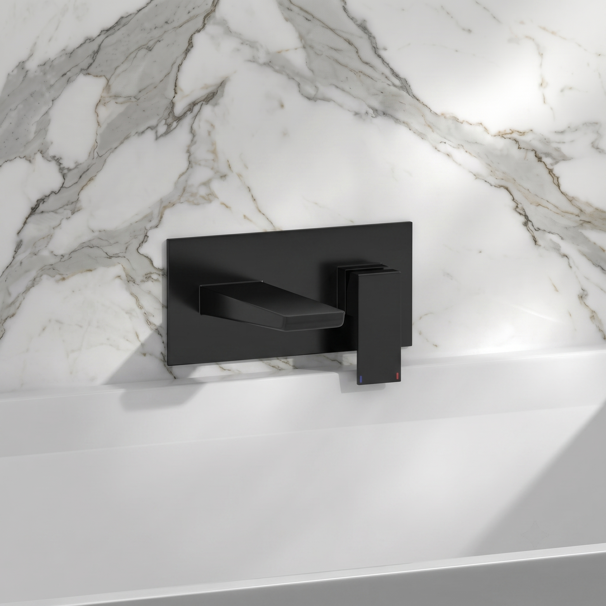 Harbour Status Matt Black Wall Mounted Bath Mixer Tap