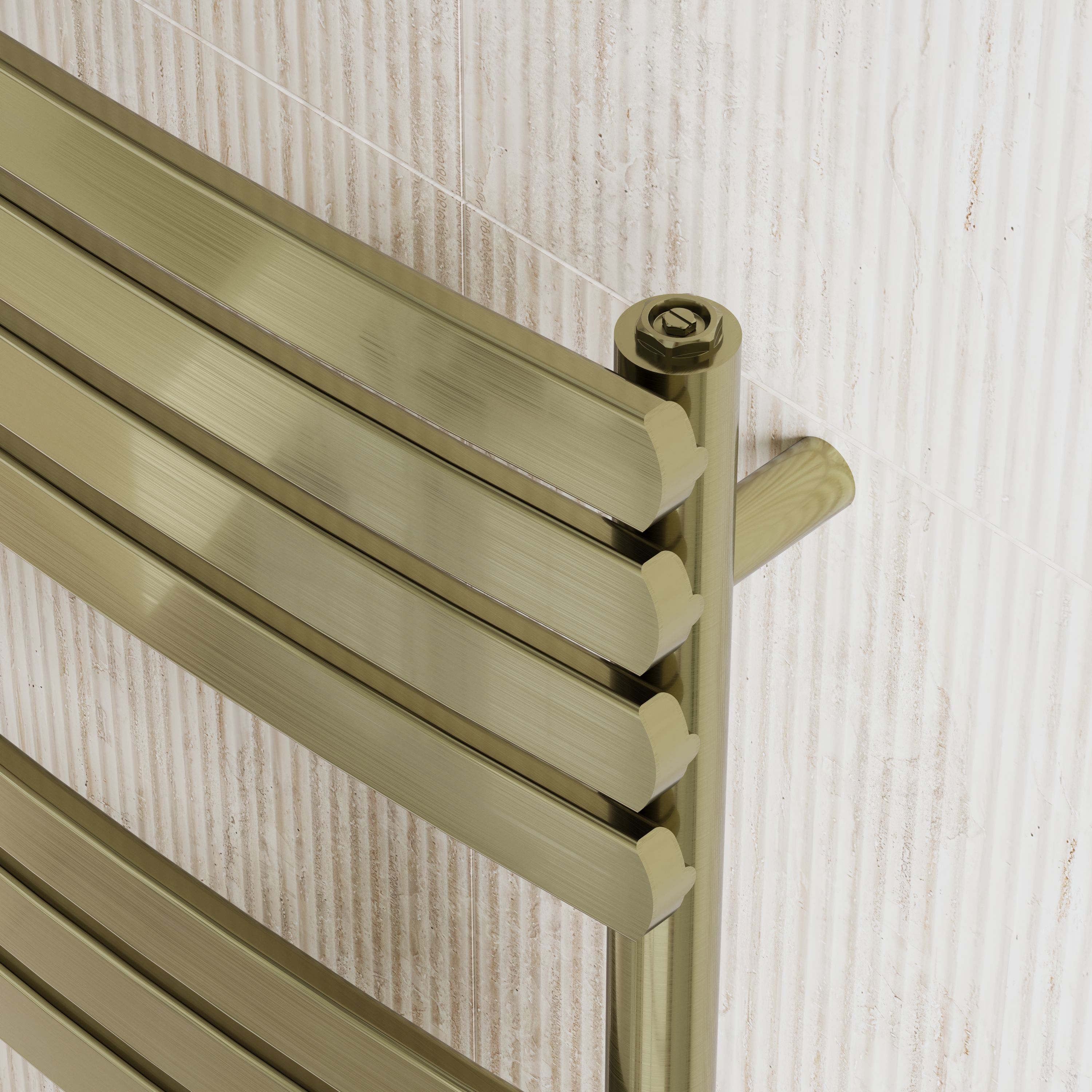 Toasty Solace Brushed Brass Curved Heated Towel Rail