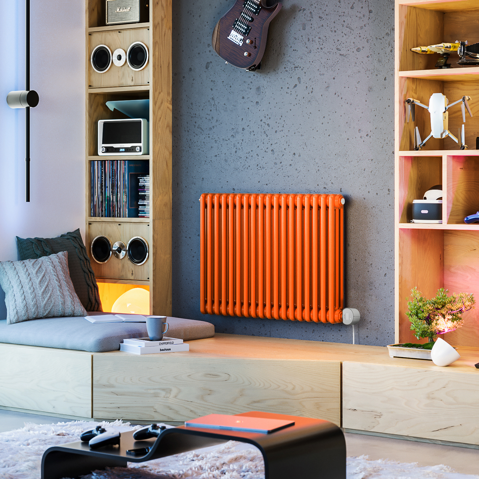 Terma Colorado Electric 3 Column Horizontal Radiator with VEO Wi-Fi Controlled Heating Element