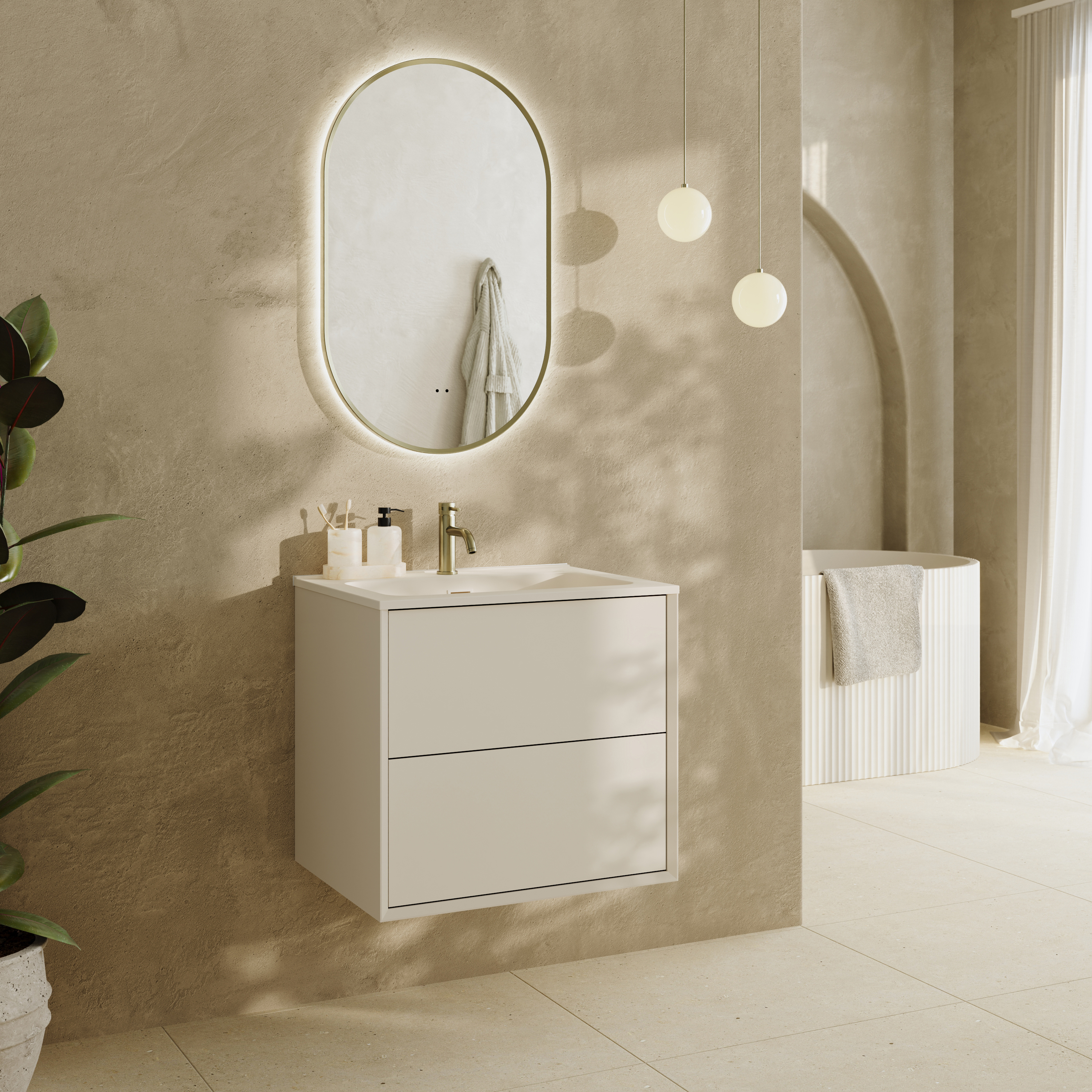 Oslo 600mm Wall Mounted Vanity Unit & Matt White Basin