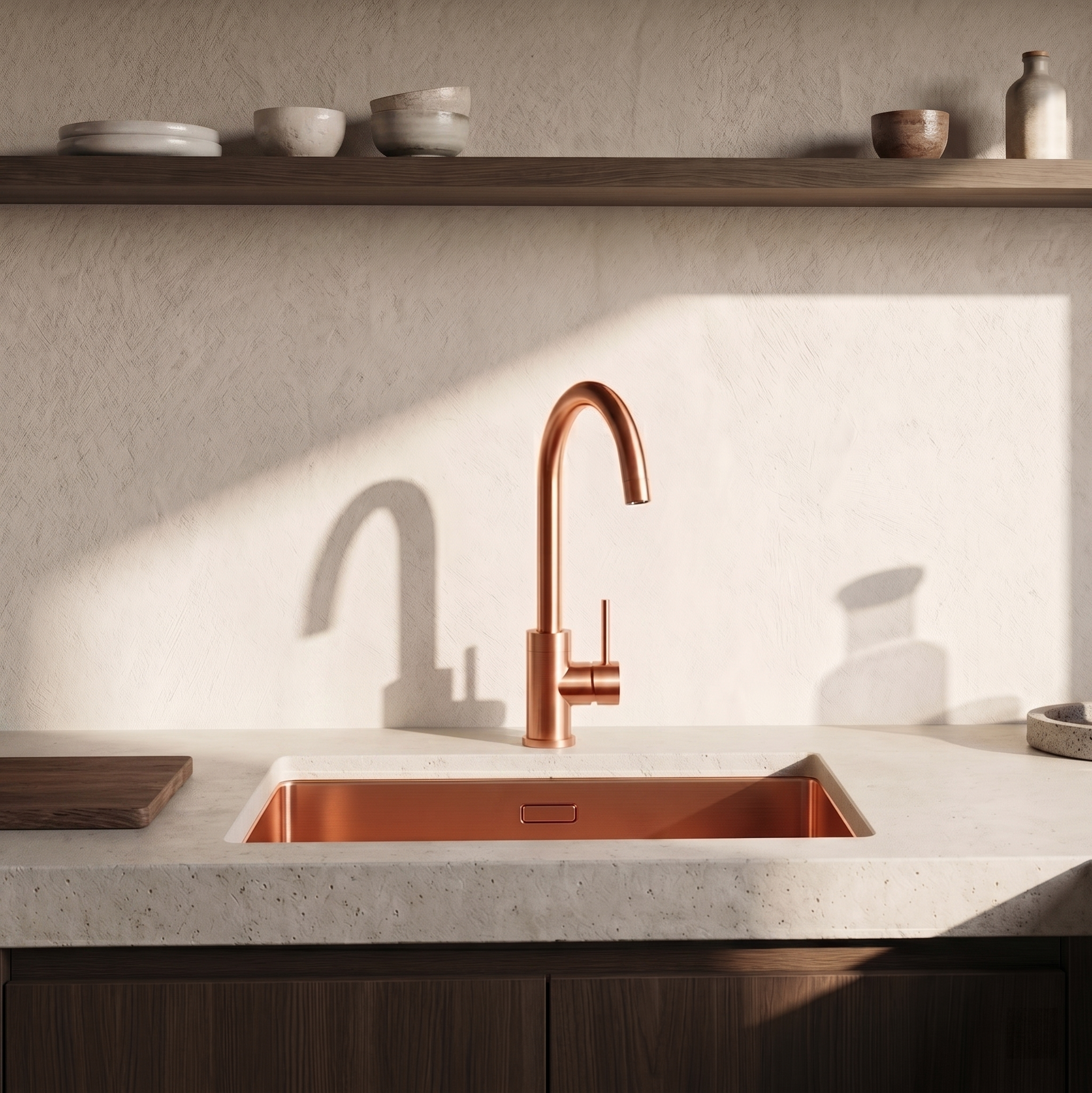 Vellamo Kara Single Lever Mono Kitchen Mixer - Brushed Copper