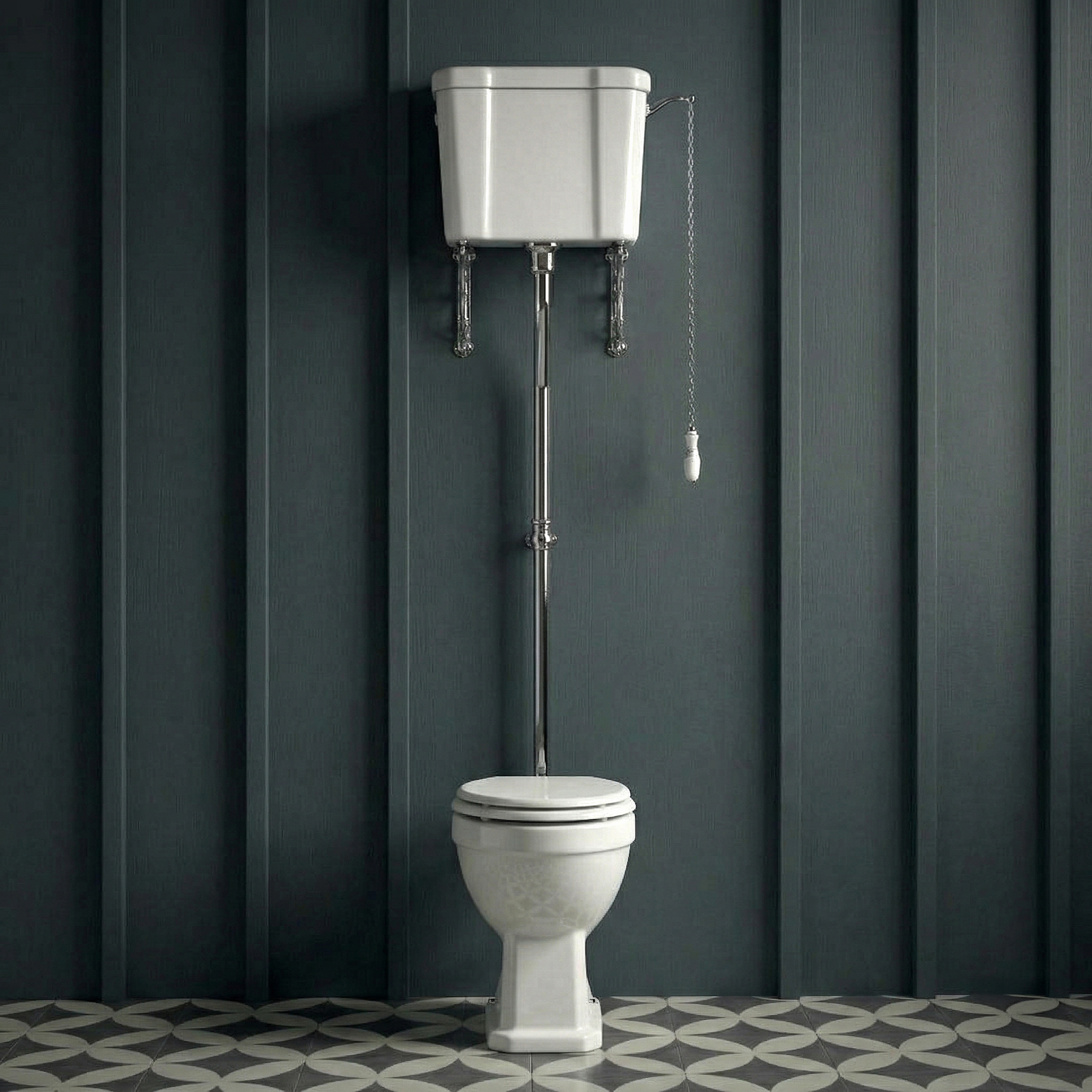 Butler & Rose Catherine Comfort Height High Level Toilet with Pan, Cistern & Flush Pipe