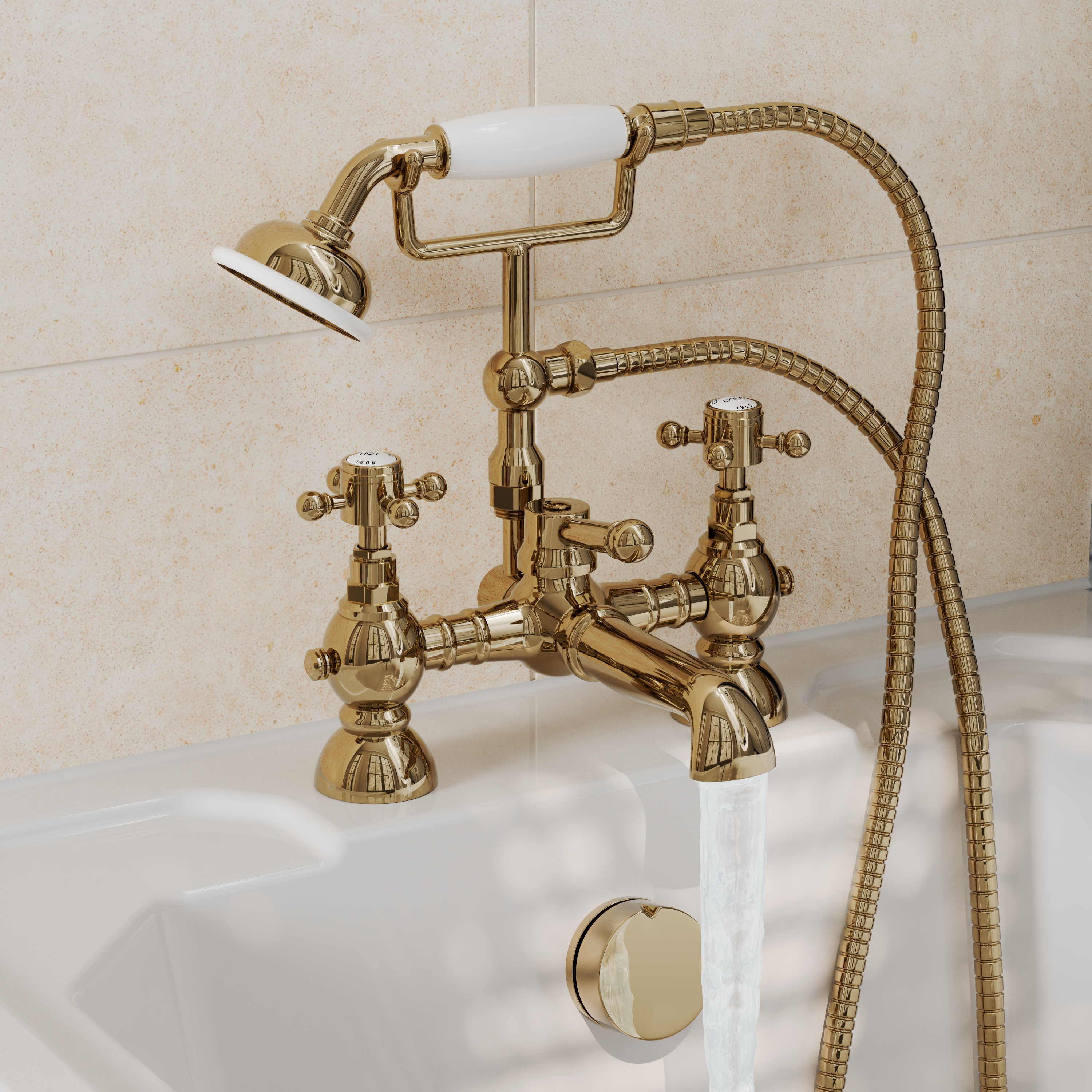 Butler & Rose Eliza Crosshead Deck Mounted Bath Shower Mixer Tap