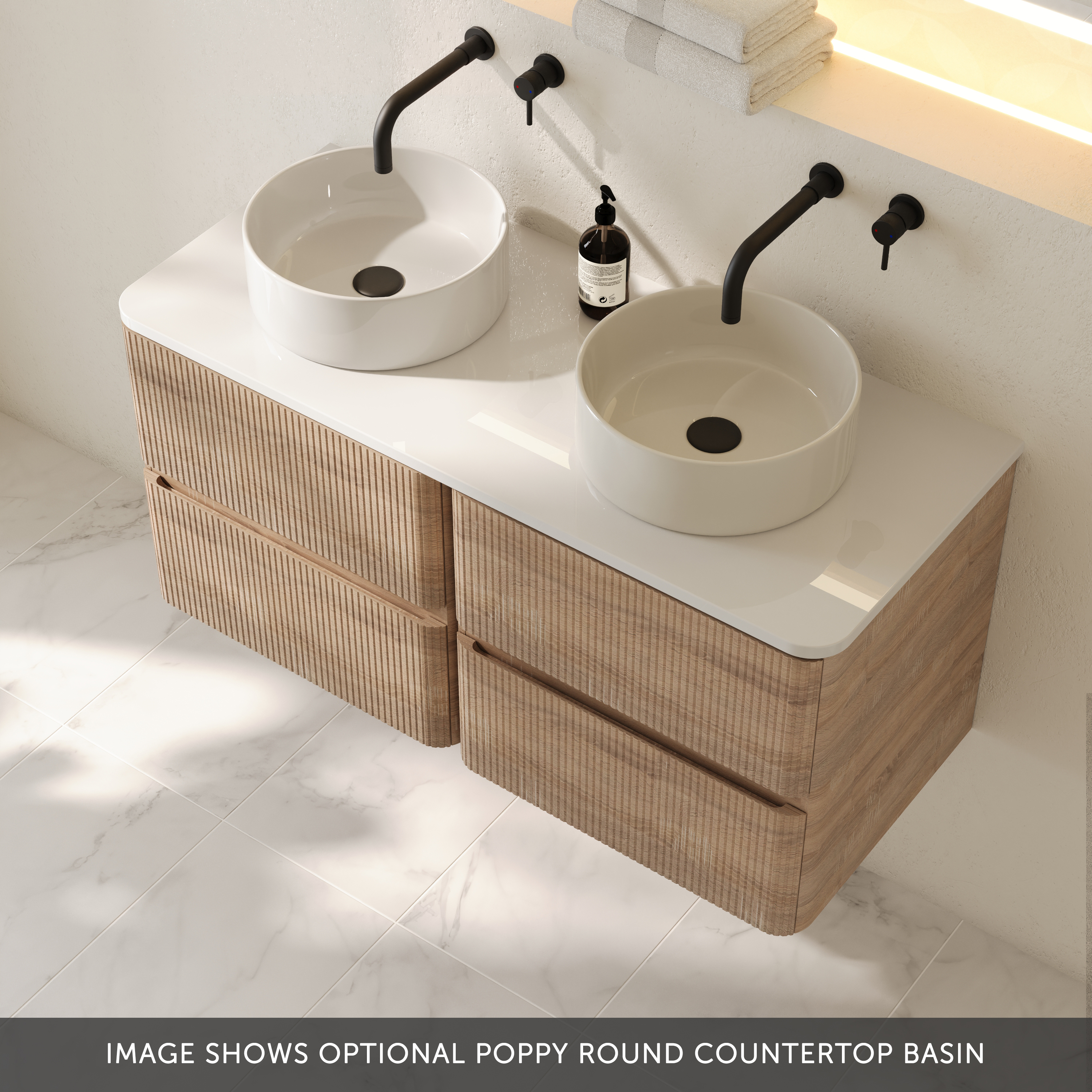 Drench Origin 1000mm Fluted Wall Mounted Vanity Unit & Countertop