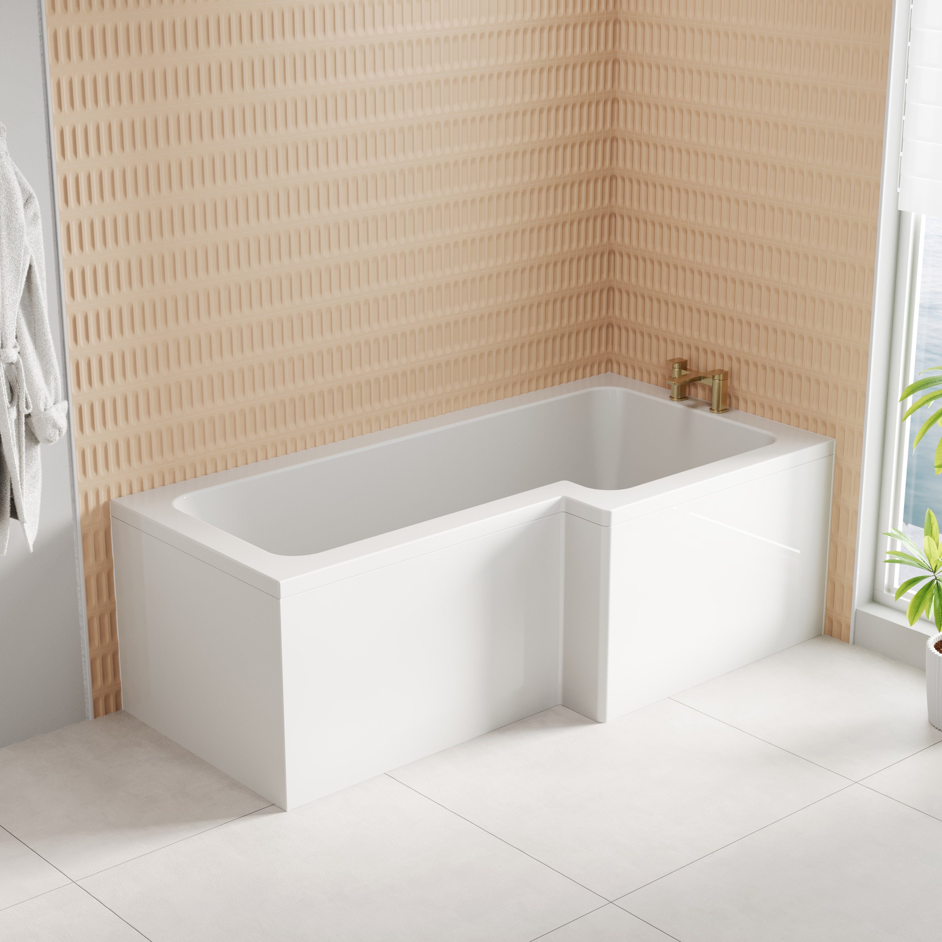 Armourcast Reinforced L-Shaped Shower Bath & Panel - 1700mm