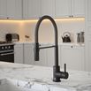 The Tap Factory Vibrance Tube Matt Black Mono Pull Out Kitchen Mixer Tap with Coloured Spout