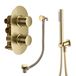 Harbour Clarity Brushed Brass Shower Package with 2 Outlet Valve, Wall Shower Kit and Overflow Bath Filler