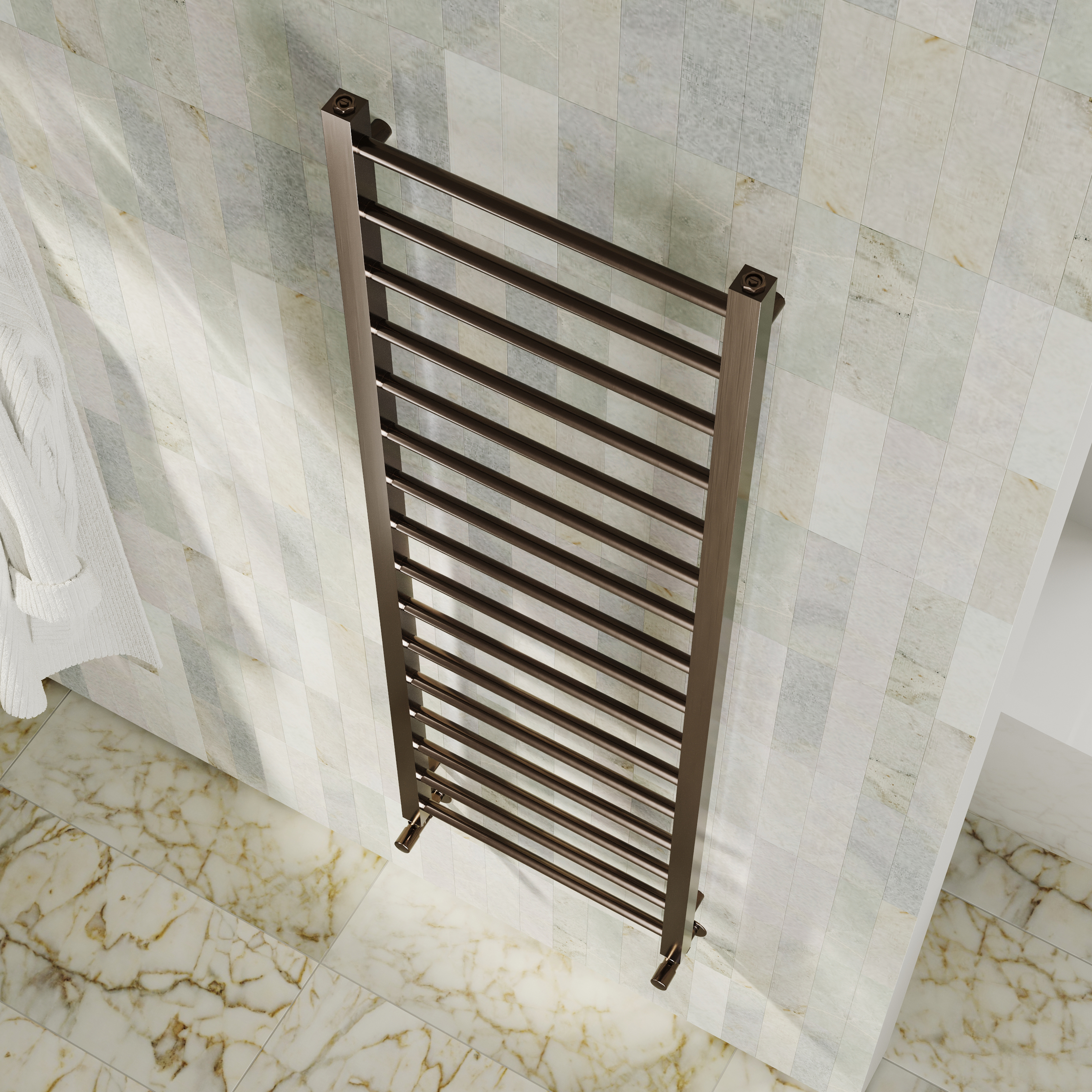 Toasty Rise Brushed Bronze Heated Towel Rail
