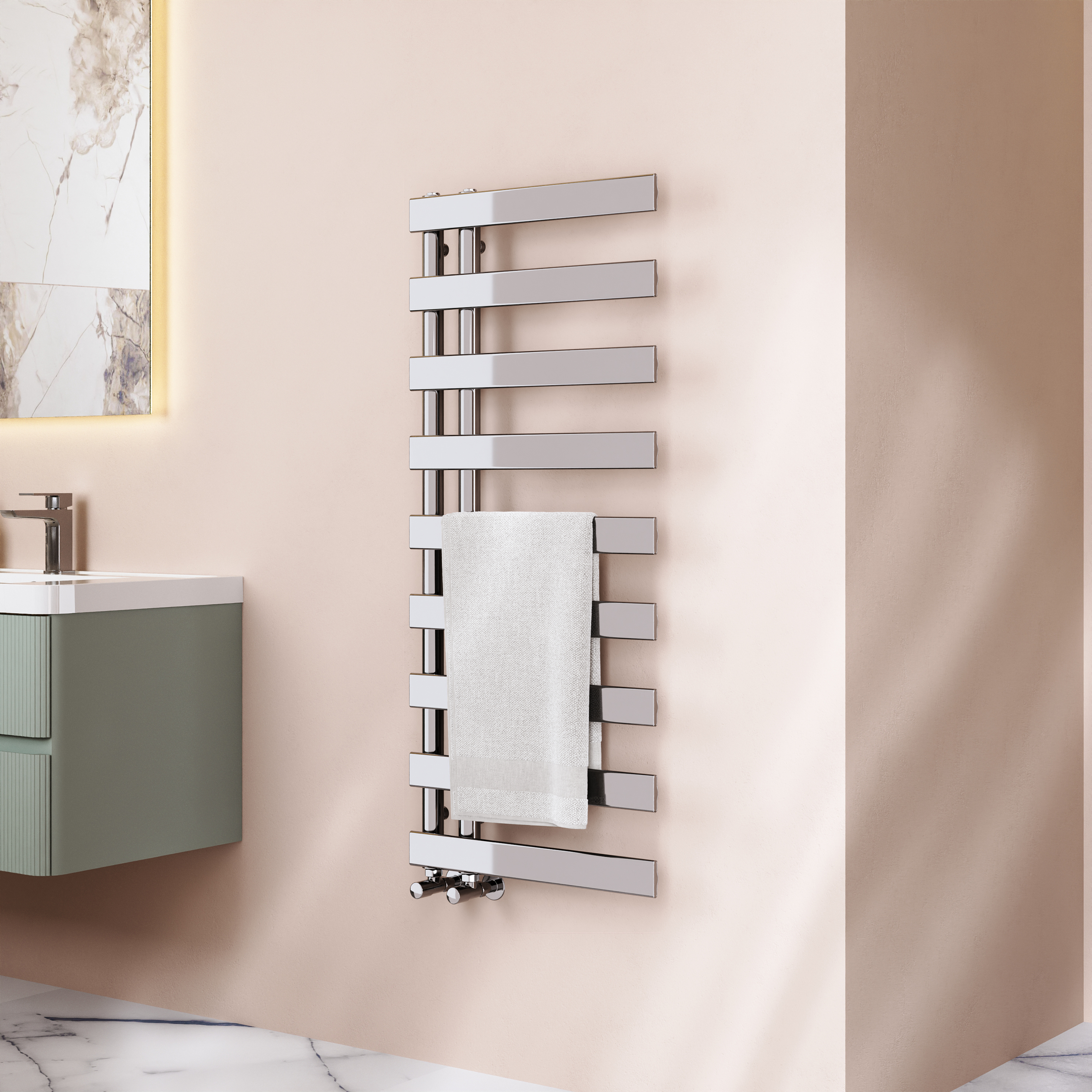 Toasty Retreat Chrome Offset Heated Towel Rail