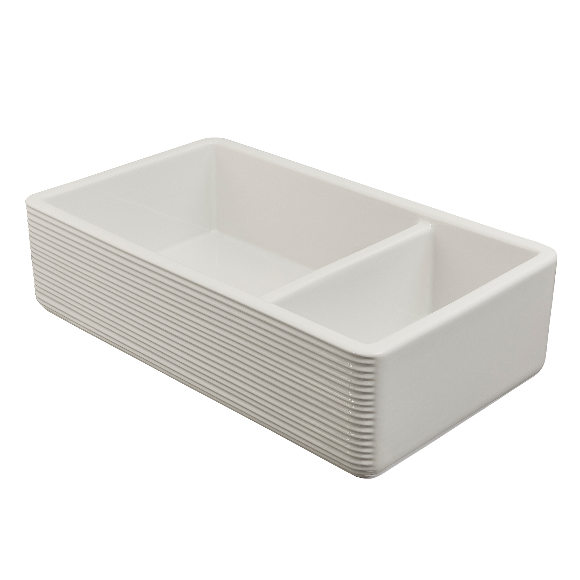 Thomas Denby Theocsbury 1.5 Bowl Fluted Ceramic Butler Kitchen Sink - 795 x 465mm