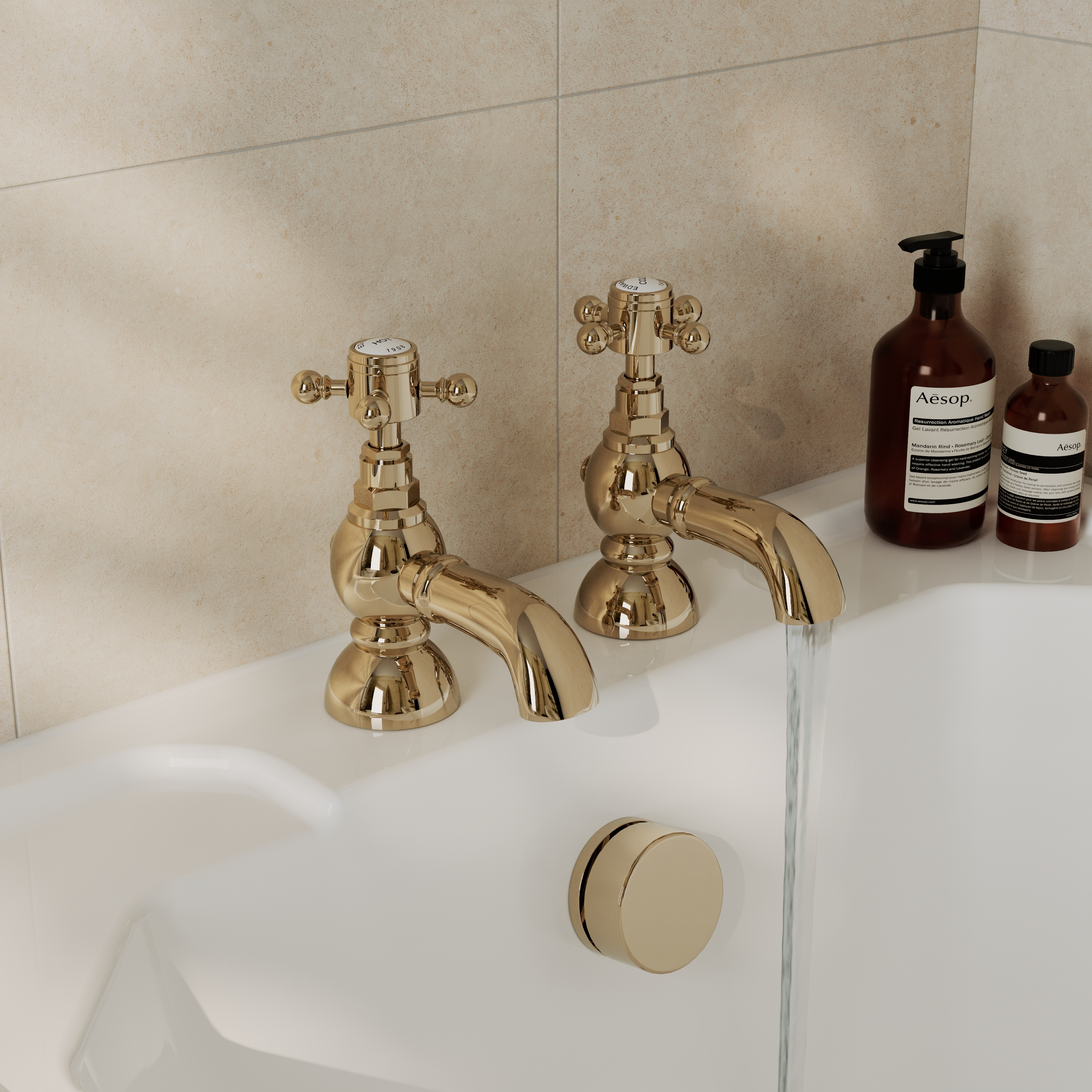 Butler & Rose Eliza Crosshead Bath Pillar Taps