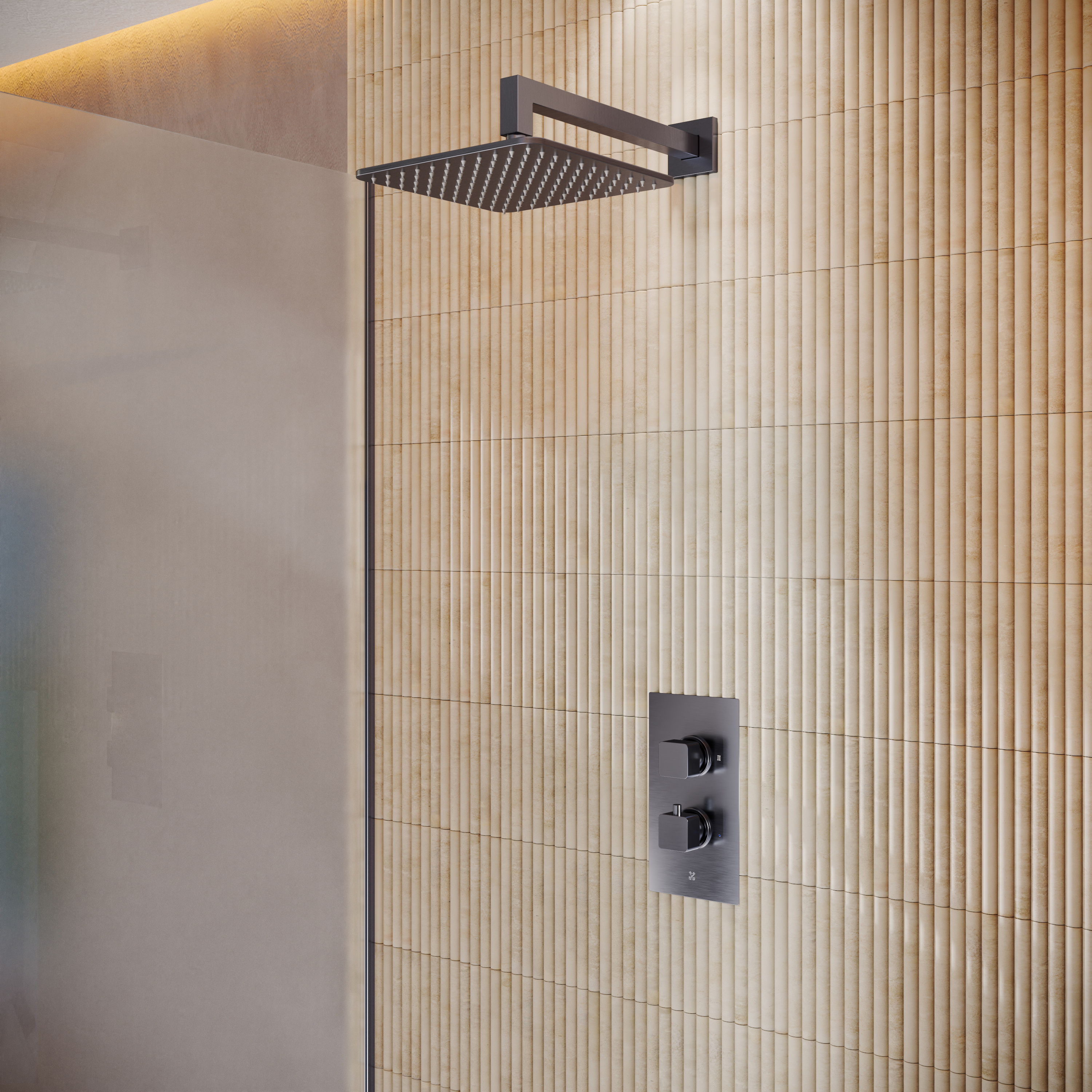 Core Portrait 1 Outlet Concealed Valve & Fixed Wall Mounted Square Shower Head