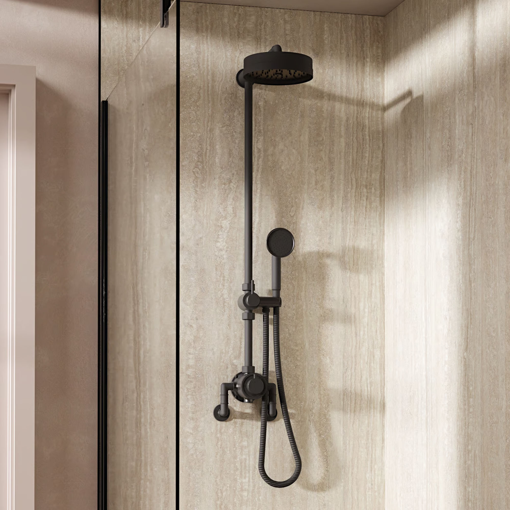 Crosswater MPRO Industrial Multifunction Thermostatic Shower Valve & Rigid Riser Kit