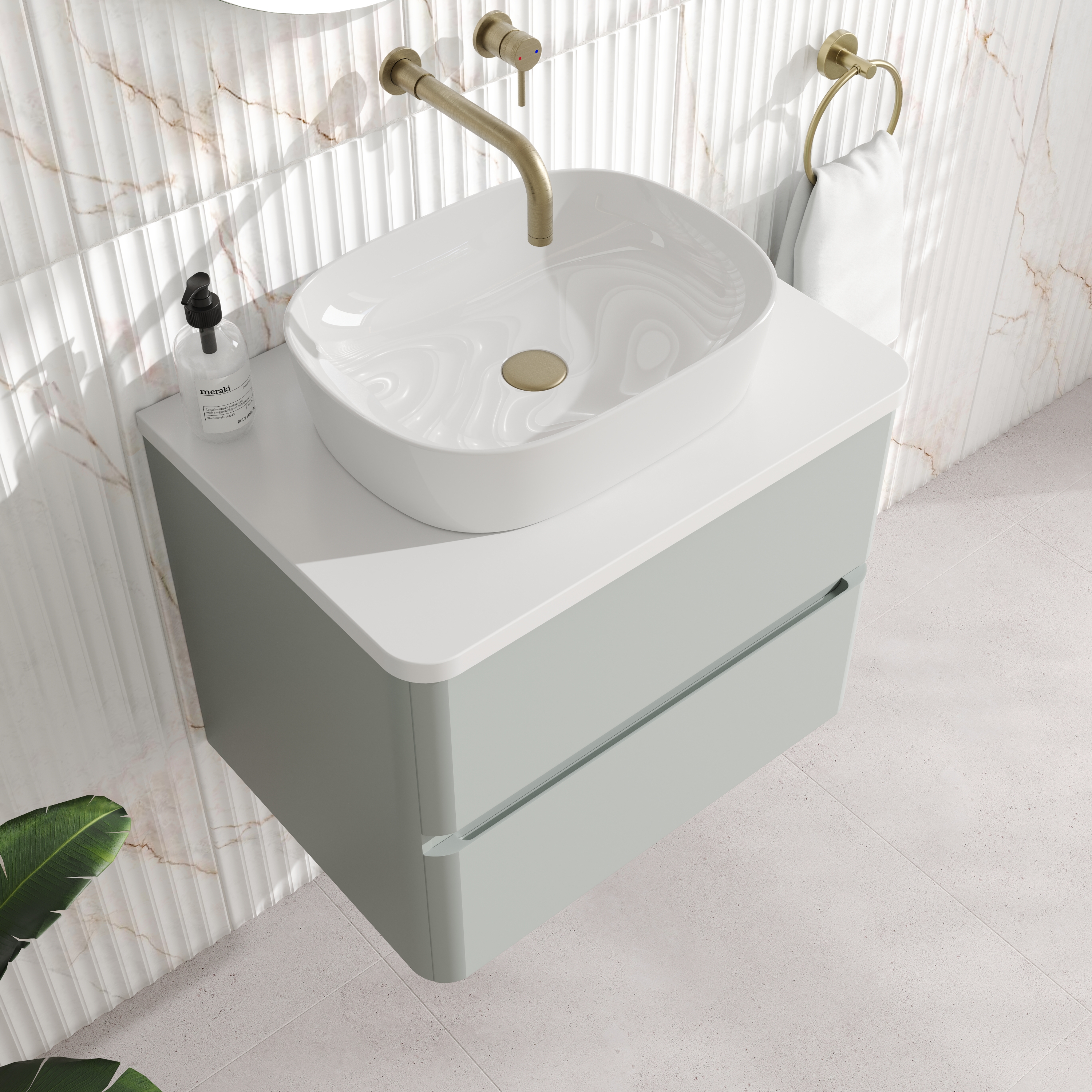 Drench Origin 600mm Wall Mounted Vanity Unit & Countertop