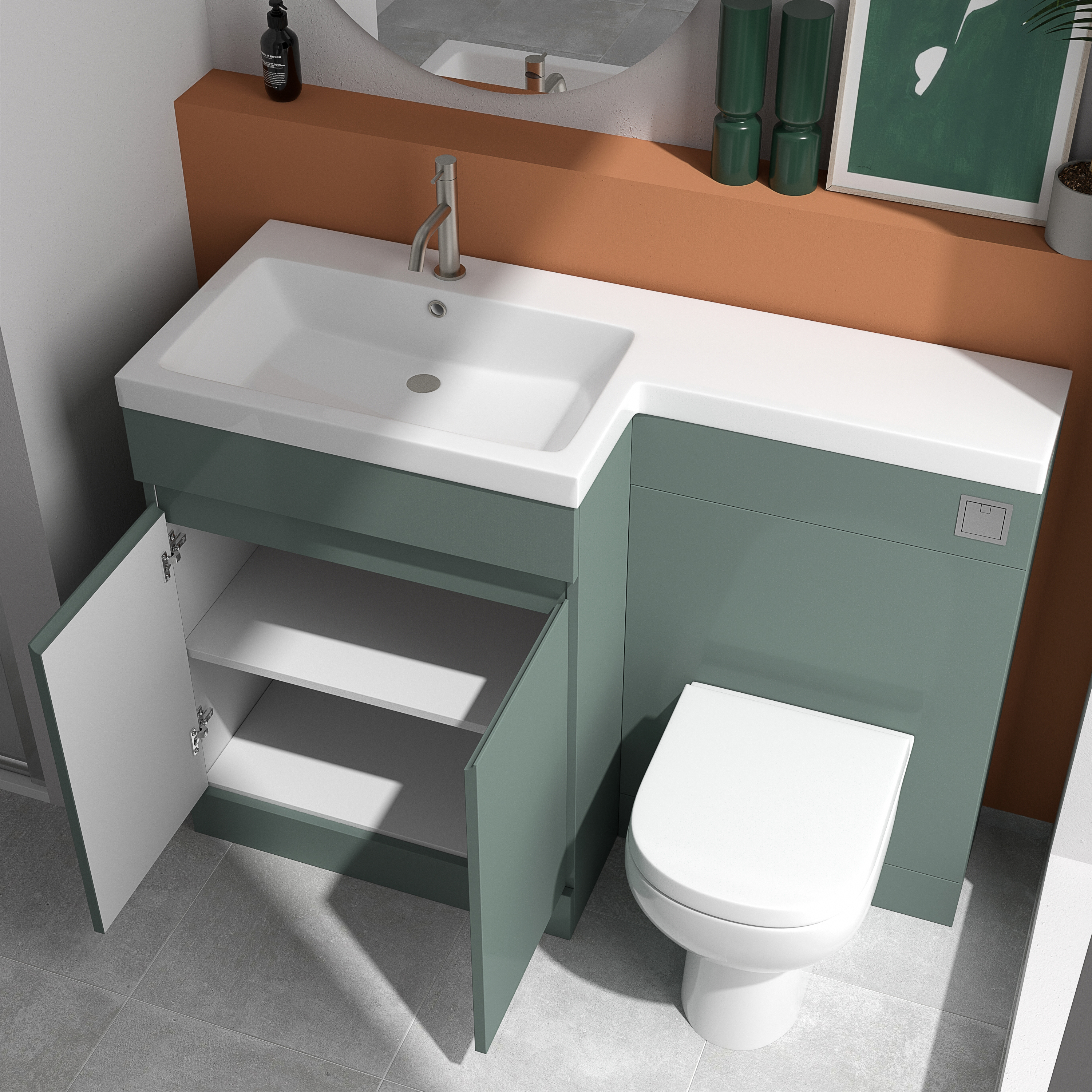 Dylan 1100mm Combination Basin & Toilet Unit - Green