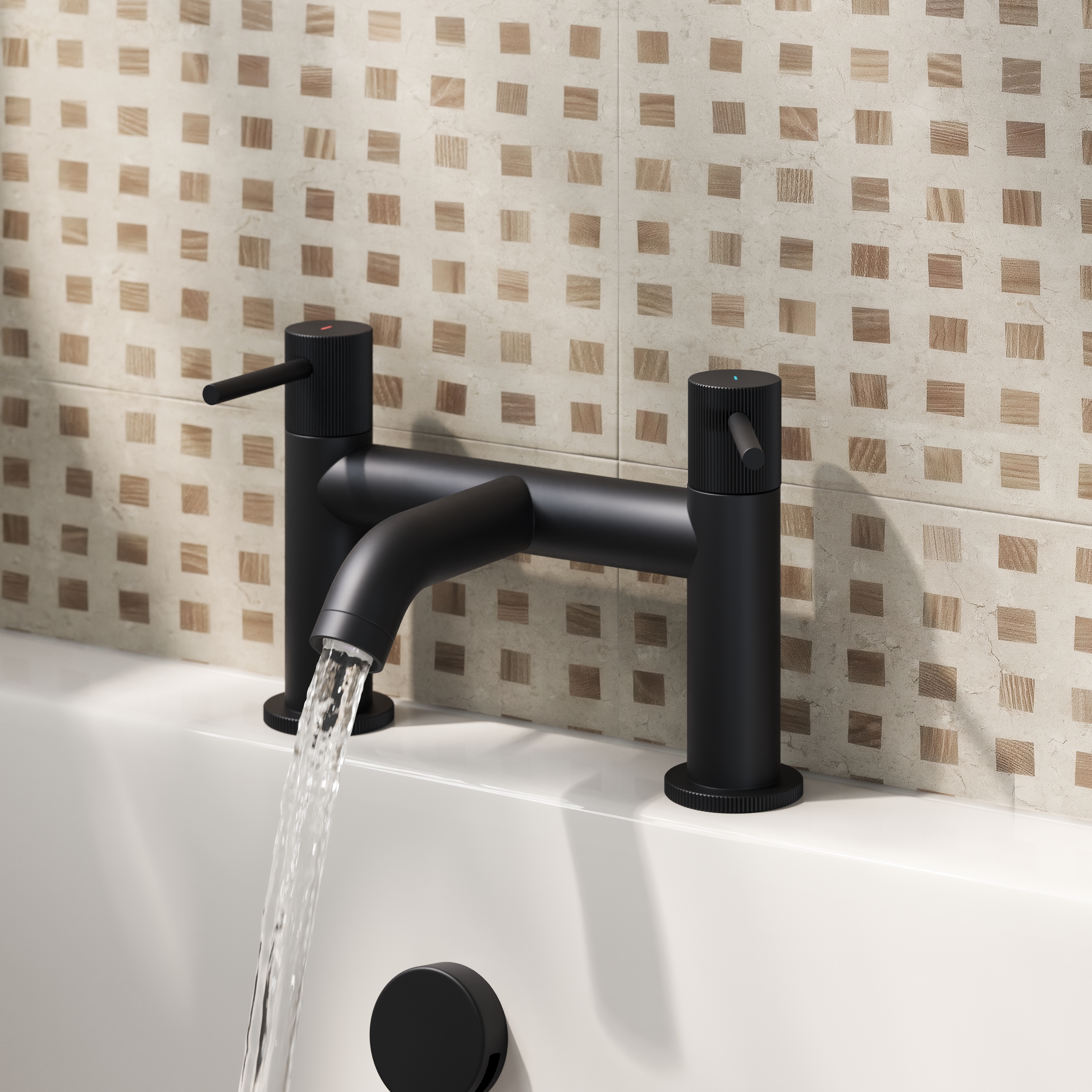 Harbour Fluted Deck Mounted Bath Mixer Tap
