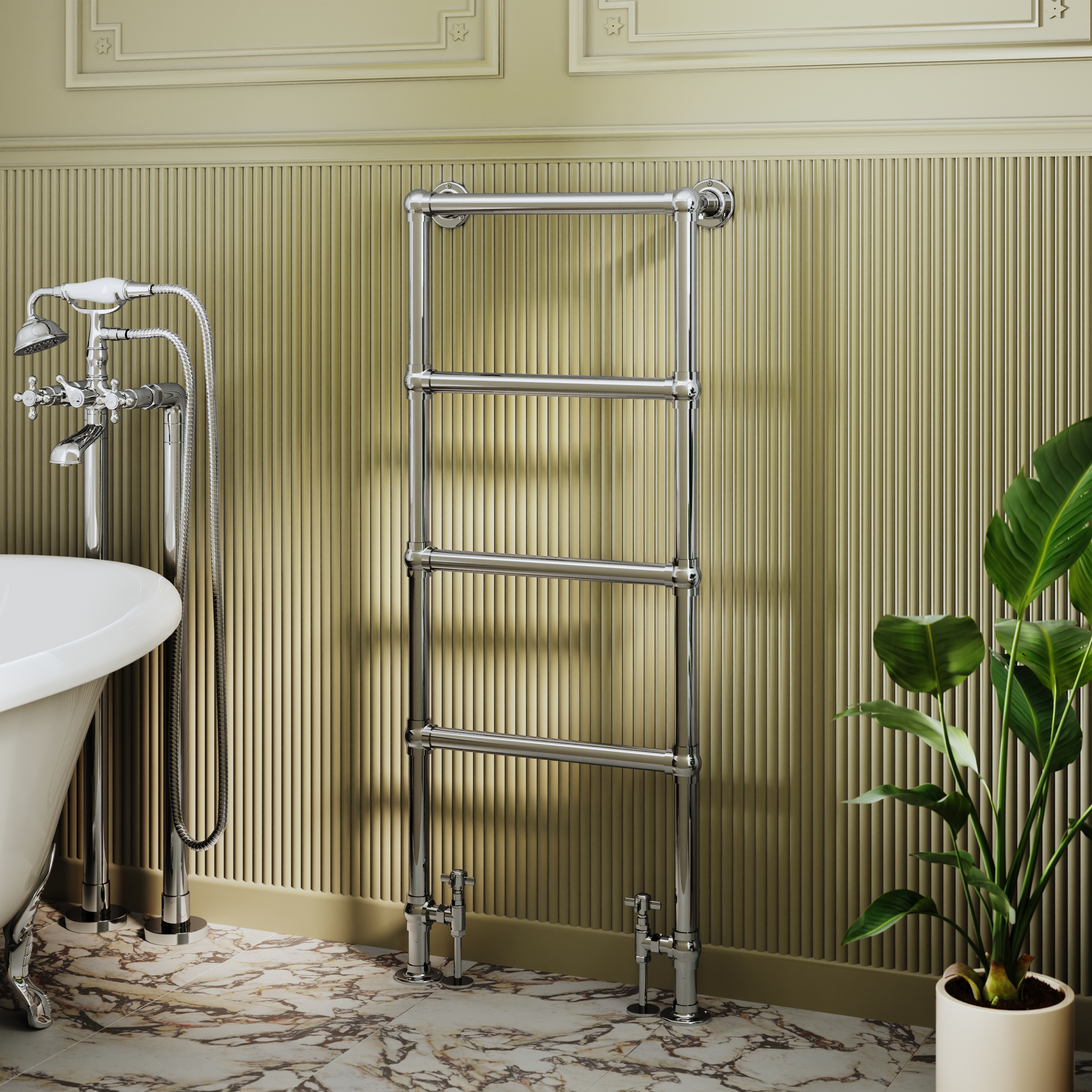 Toasty Merrin Chrome Floorstanding Traditional Heated Towel Rail