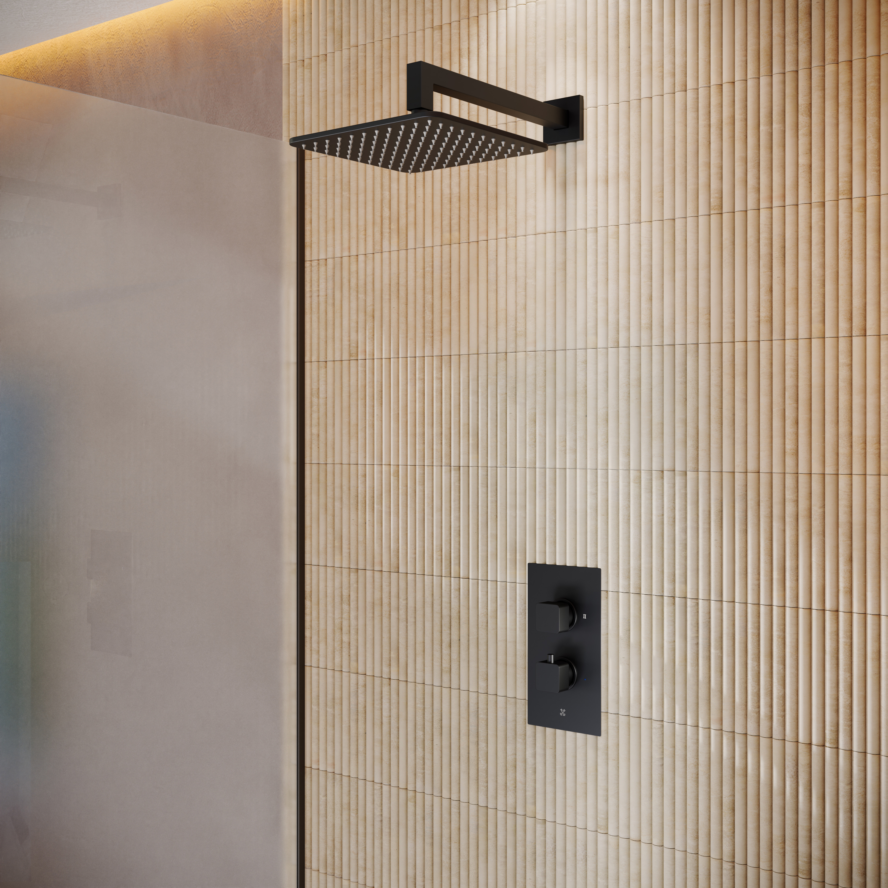 Core Portrait 1 Outlet Concealed Valve & Fixed Wall Mounted Square Shower Head