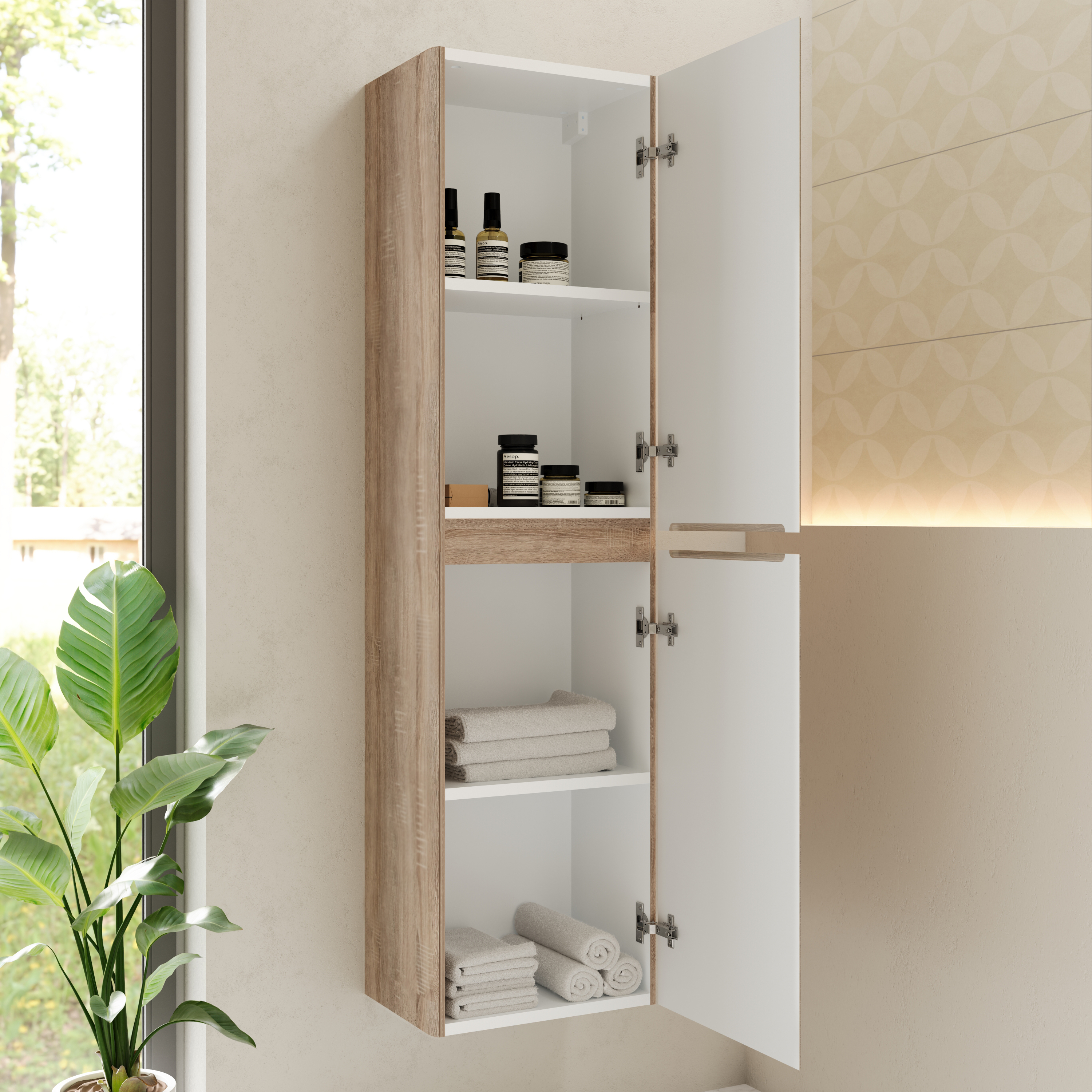 Drench Origin 1500mm Fluted Tall Wall Mounted Cabinet