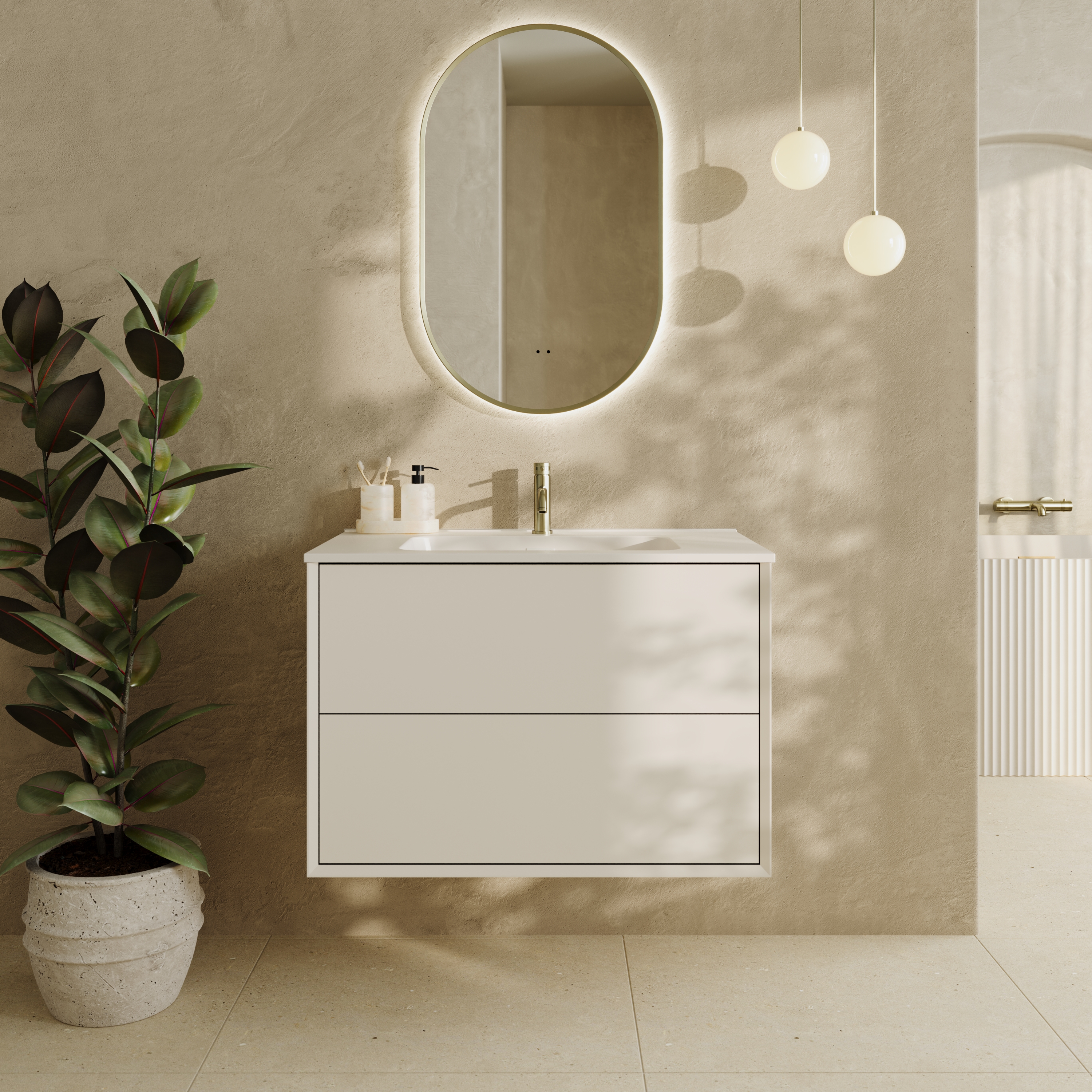 Oslo 800mm Wall Mounted Vanity Unit & Matt White Basin