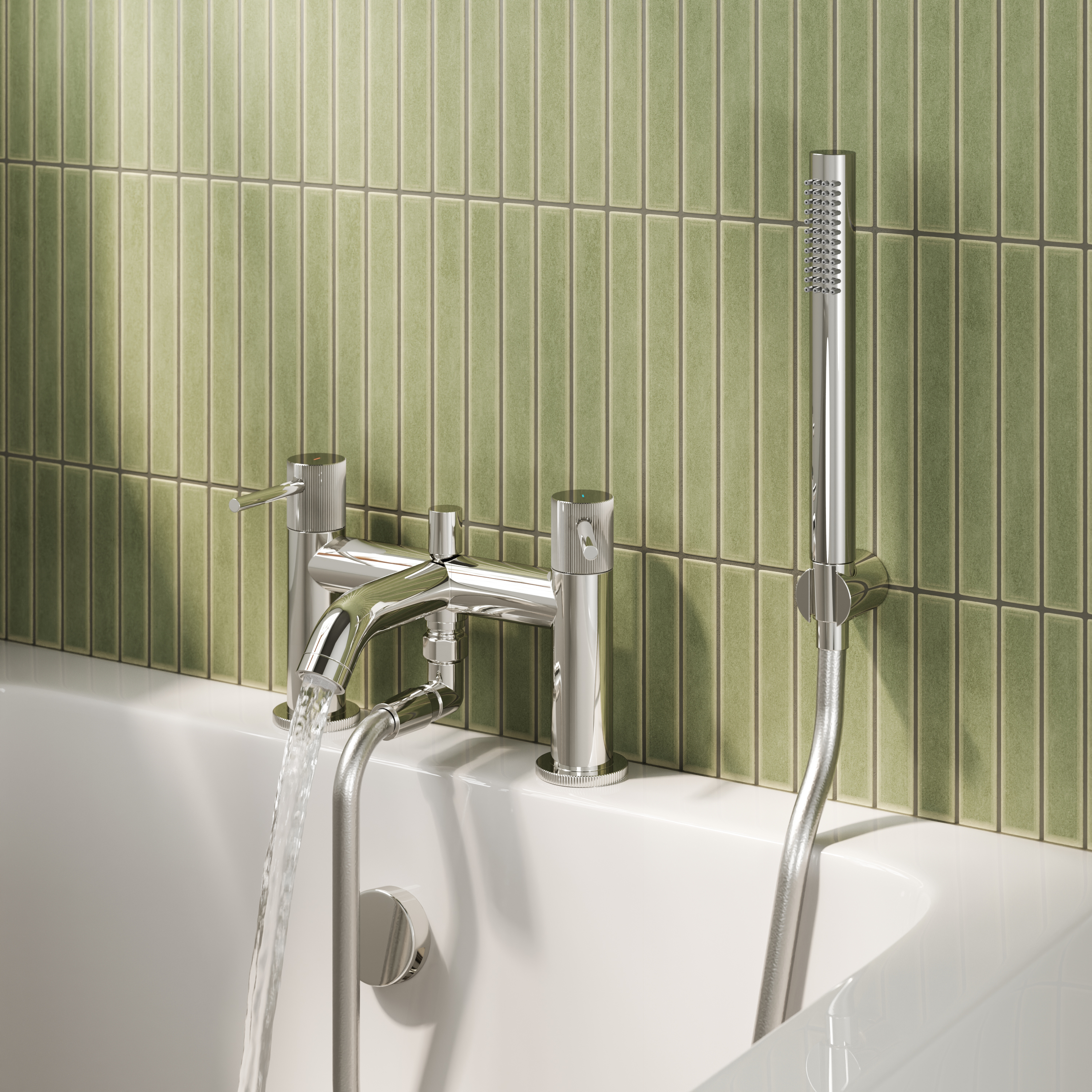 Harbour Fluted Deck Mounted Bath Shower Mixer Tap