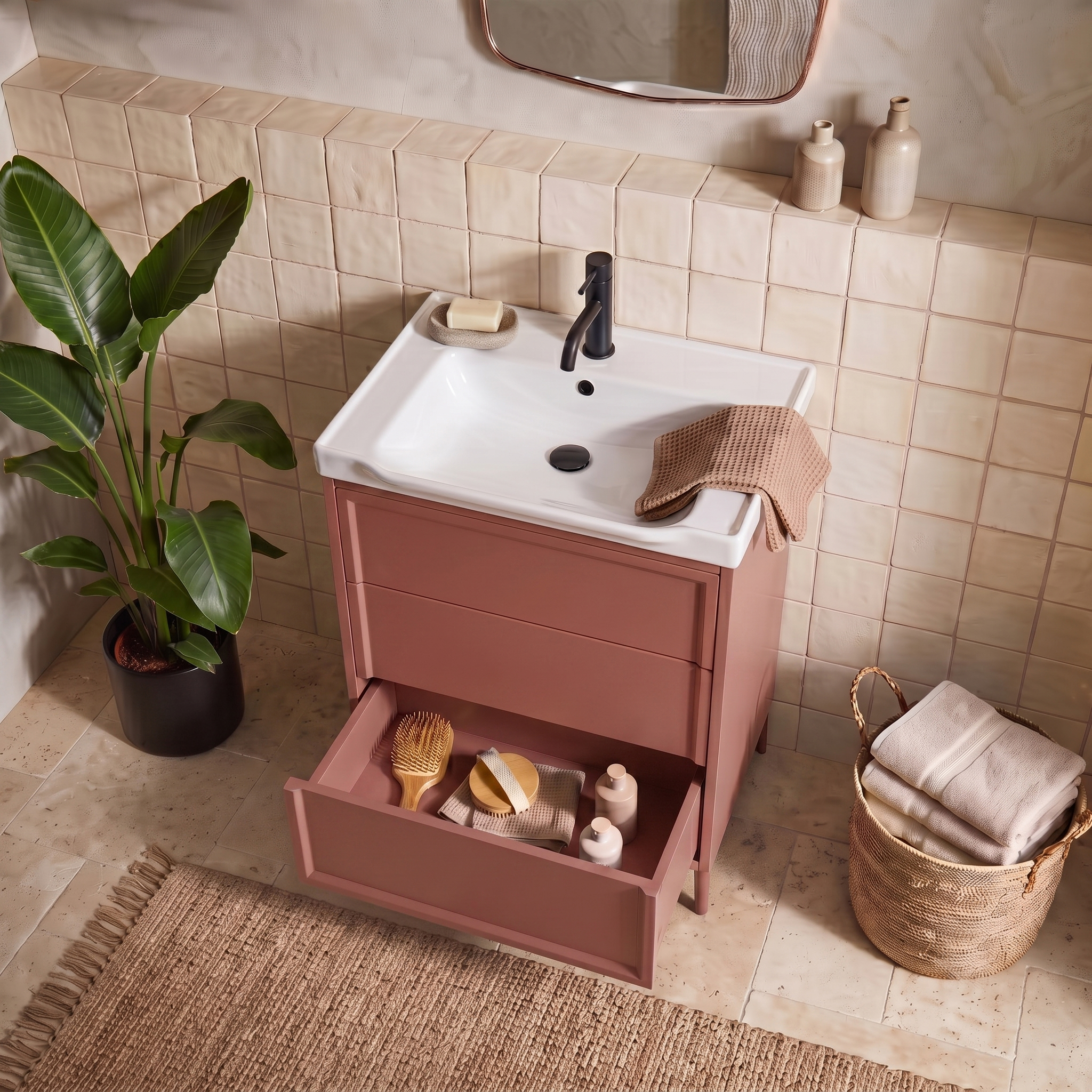 Elara 600mm Floorstanding Vanity Unit & Basin with Leg Set