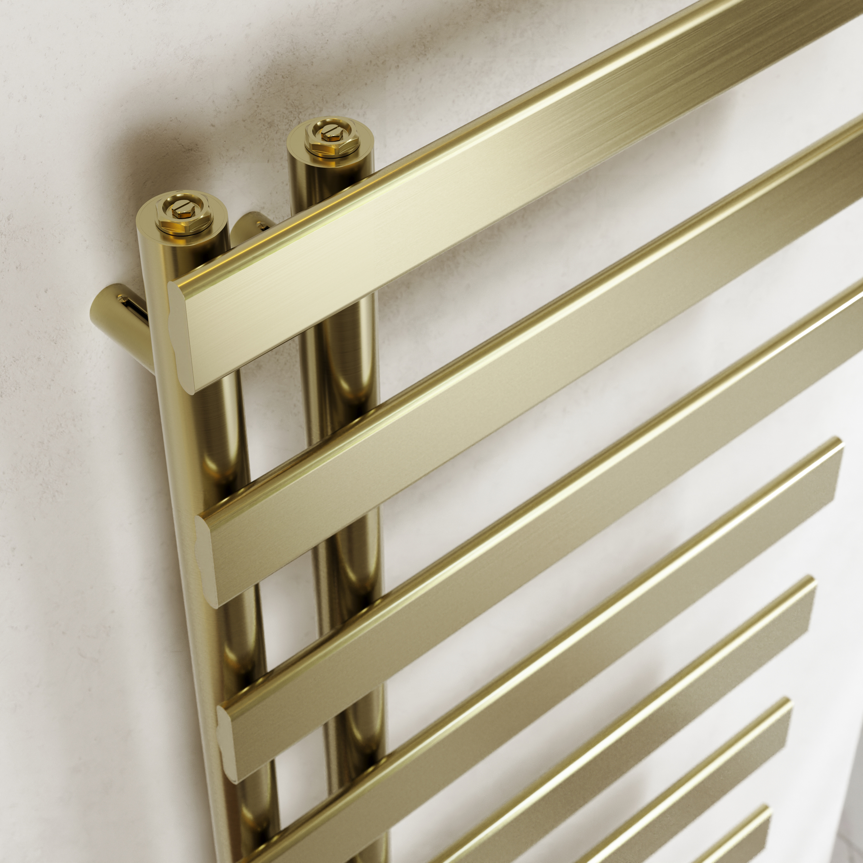 Toasty Retreat Brushed Brass Offset Heated Towel Rail