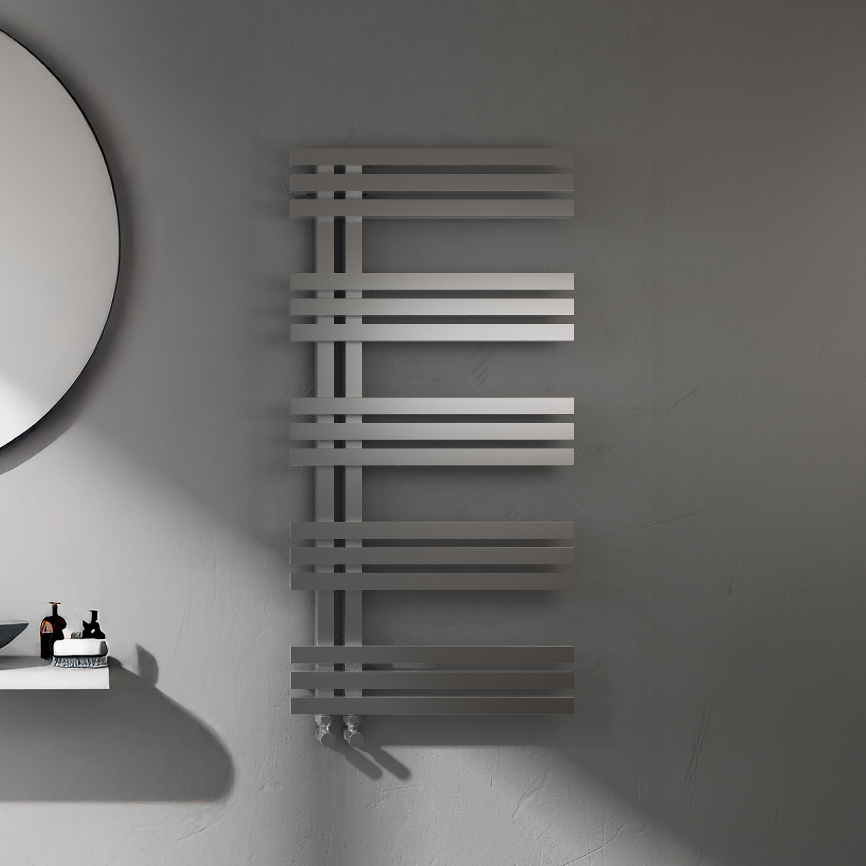 Carisa Alias Offset Stainless Steel Designer Heated Towel Rail - 1000 x 500mm