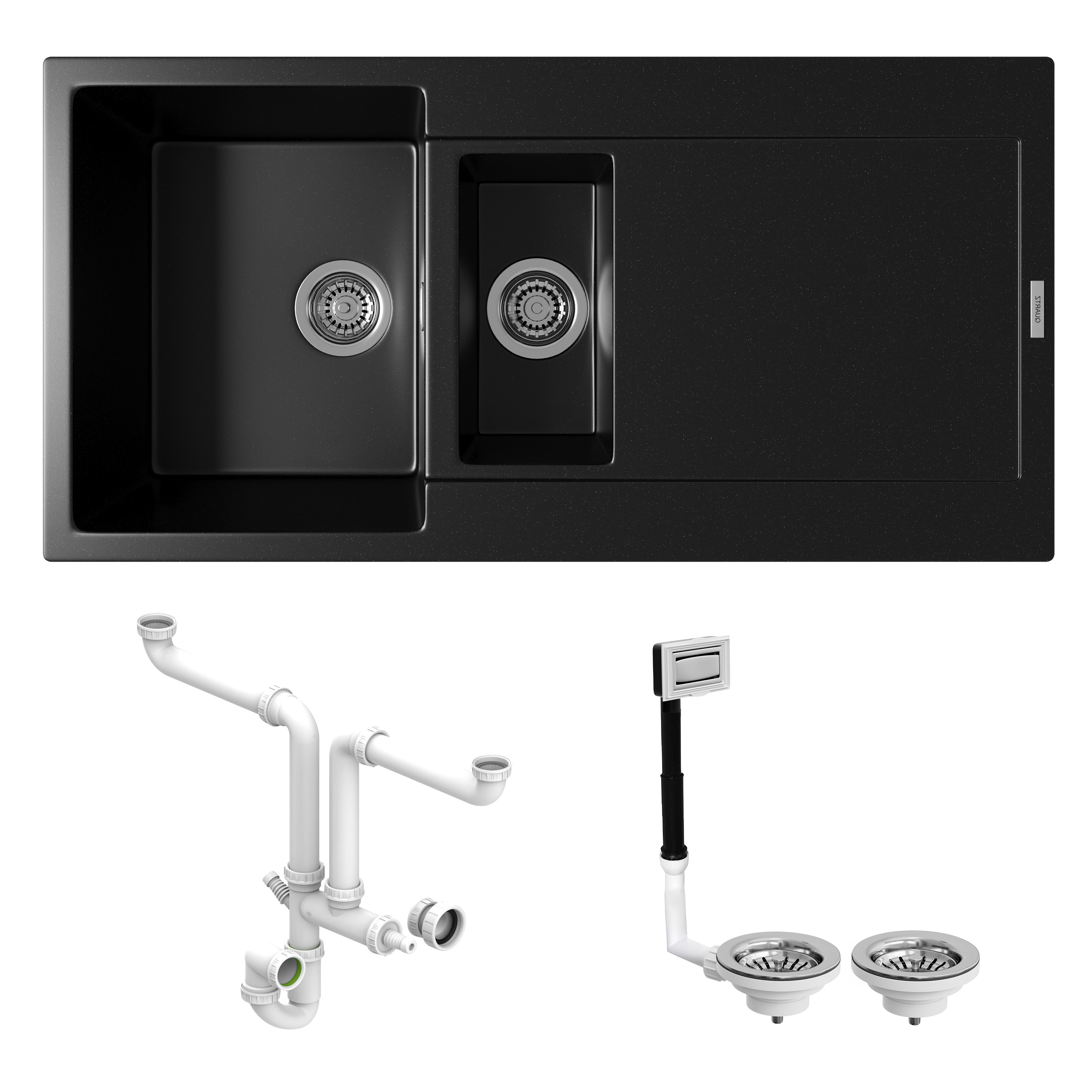Vellamo Rocca 1.5 Bowl Granite Composite Inset Kitchen Sink & Waste - 1000 x 500mm